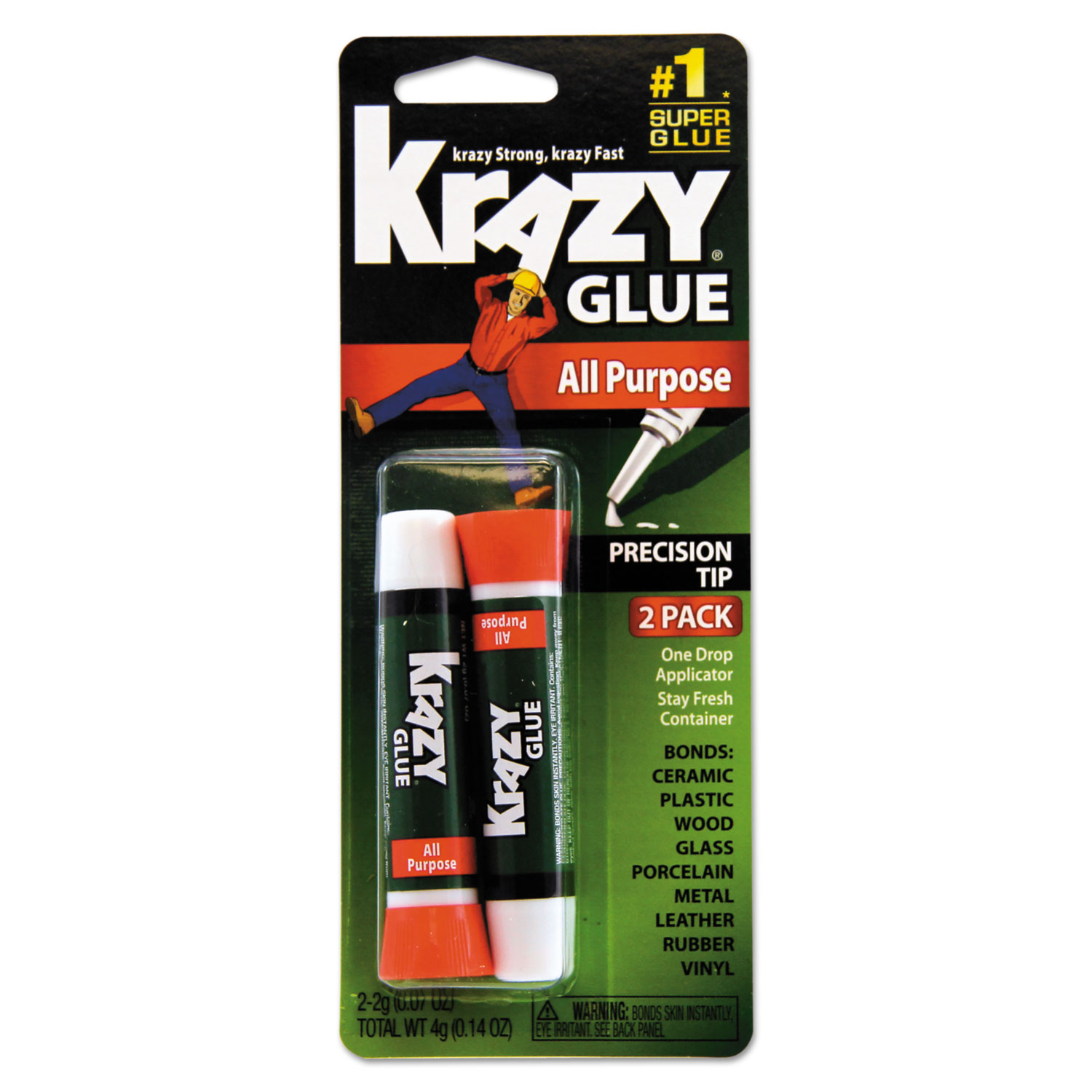  Krazy Glue KG517 All Purpose Krazy Glue, 0.07 oz, Dries Clear, 2/Pack (EPIKG517) 