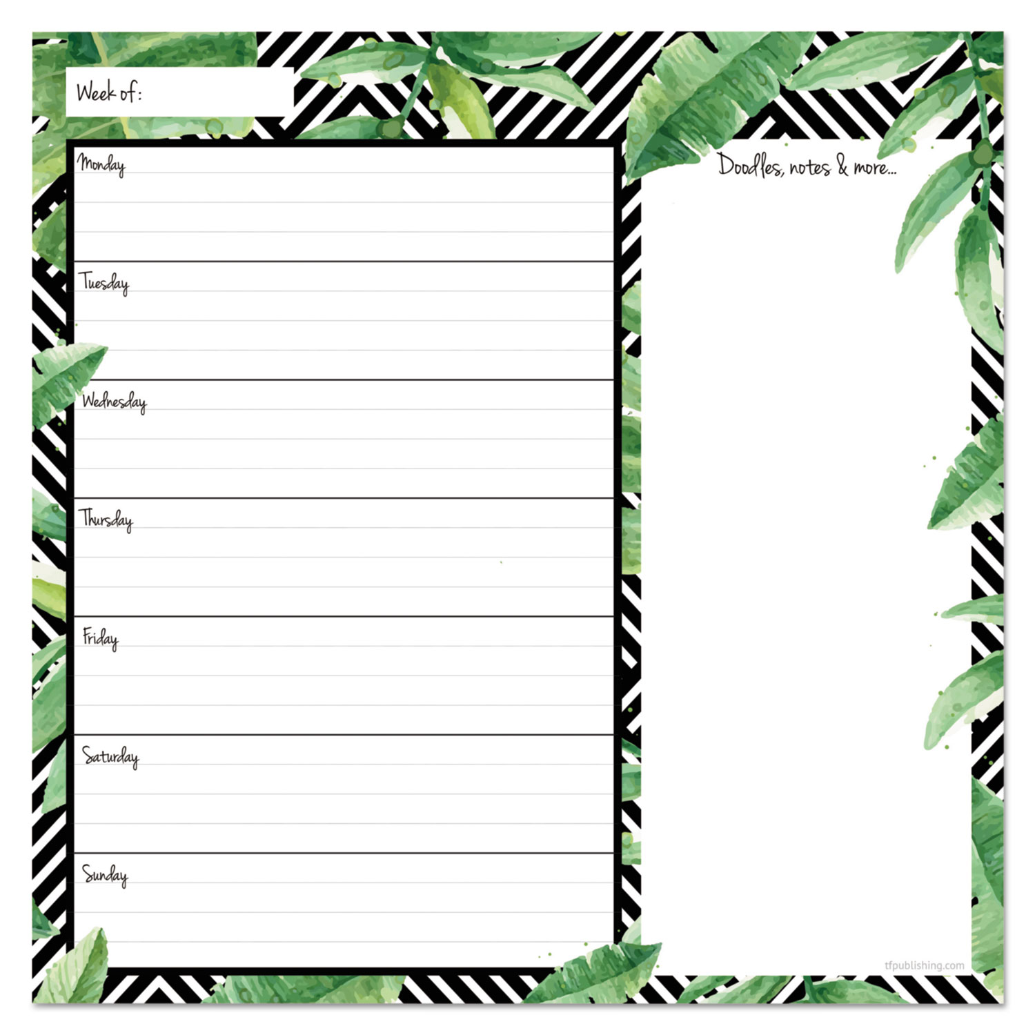Jungle Weekly Memo Pad, 7 3/4 x 7 3/4, Assorted Color, 52 Sheets