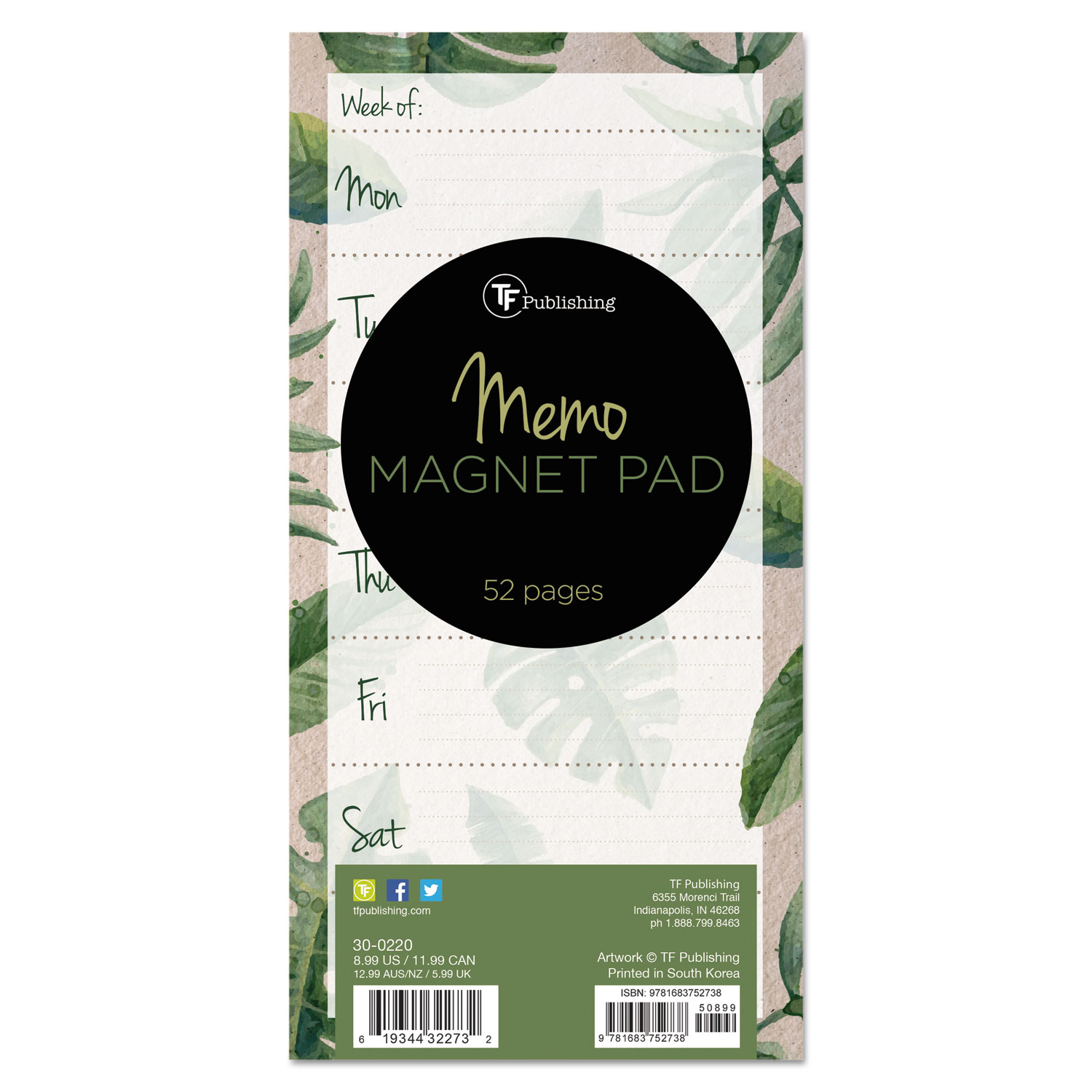 Magnet Pad, 4 x 8, Leaves, 55 Sheets