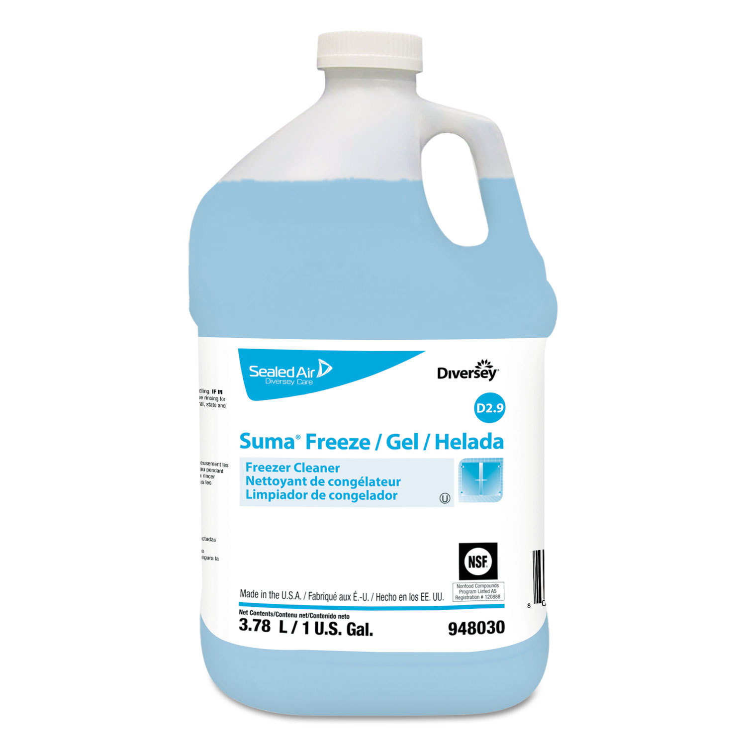  Diversey 948030 Suma Freeze D2.9 Floor Cleaner, Liquid, 1 gal, 4 per carton (DVO948030) 