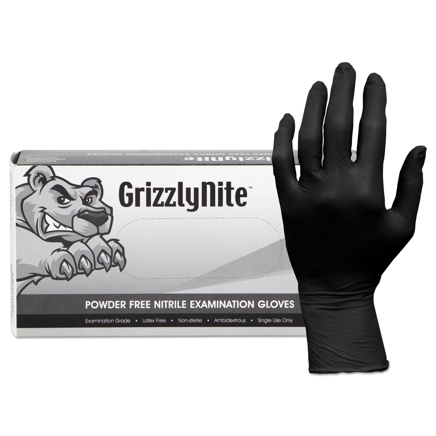  HOSPECO GL-N105FX ProWorks GrizzlyNite Nitrile Gloves, Black, X-Large, 1000/CT (HOSGLN105FX) 