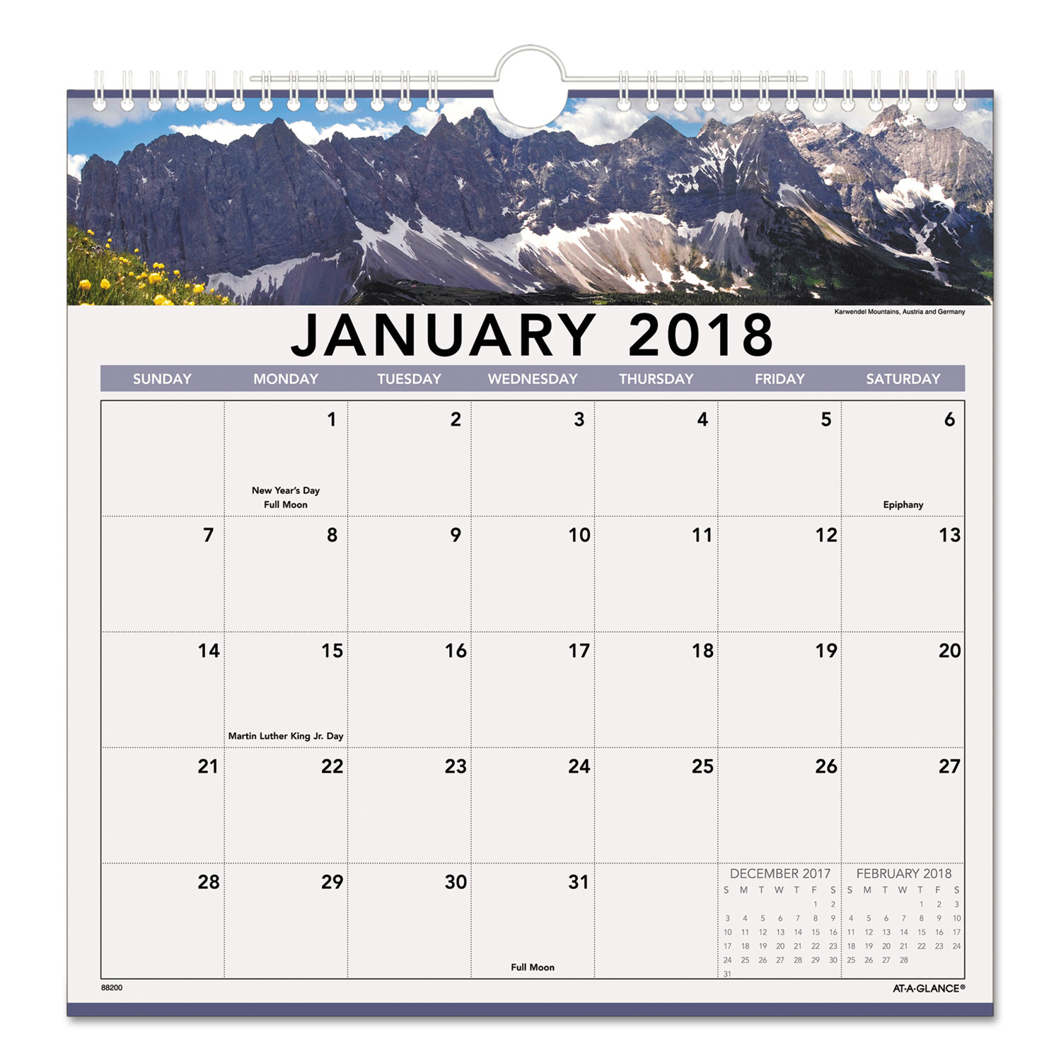 Landscape Monthly Wall Calendar, 12 x 12, 2018