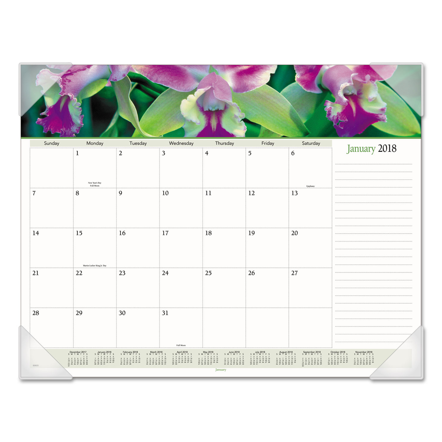 Floral Panoramic Desk Pad, 22 x 17, Floral, 2018