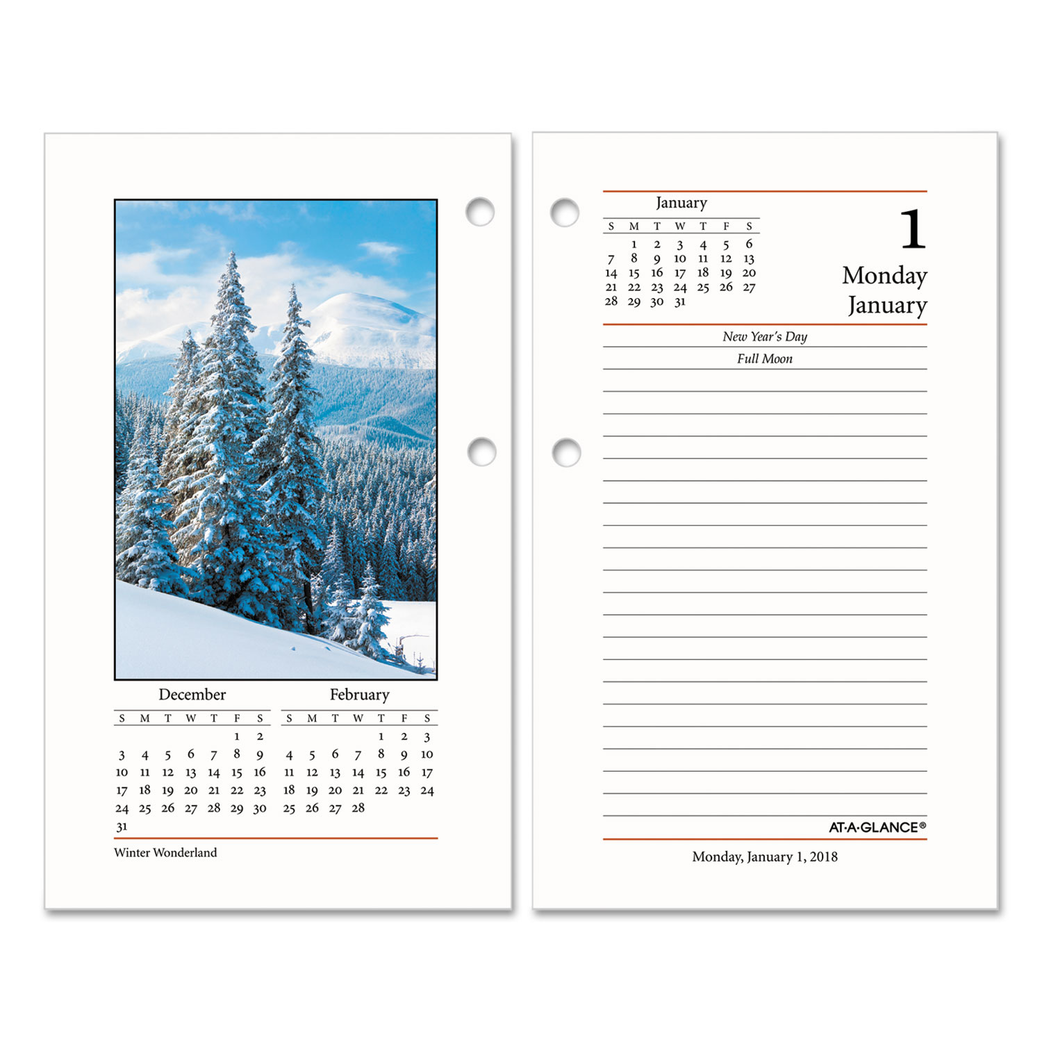 Photographic Desk Calendar Refill, 3 1/2 x 6, 2018