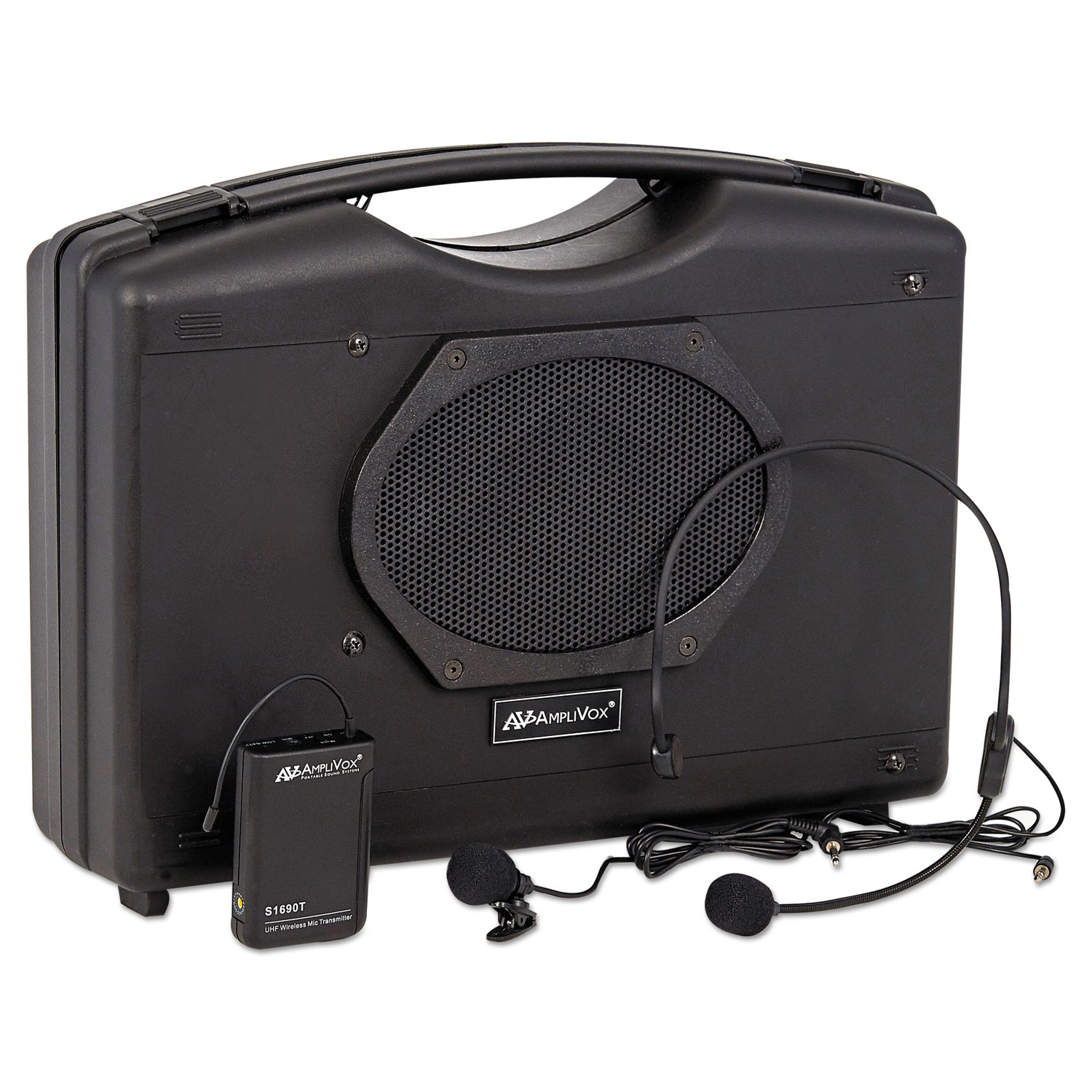  AmpliVox SW222A Bluetooth Audio Portable Buddy with Wireless Handsfree Mic, 50W, Black (APLSW222A) 