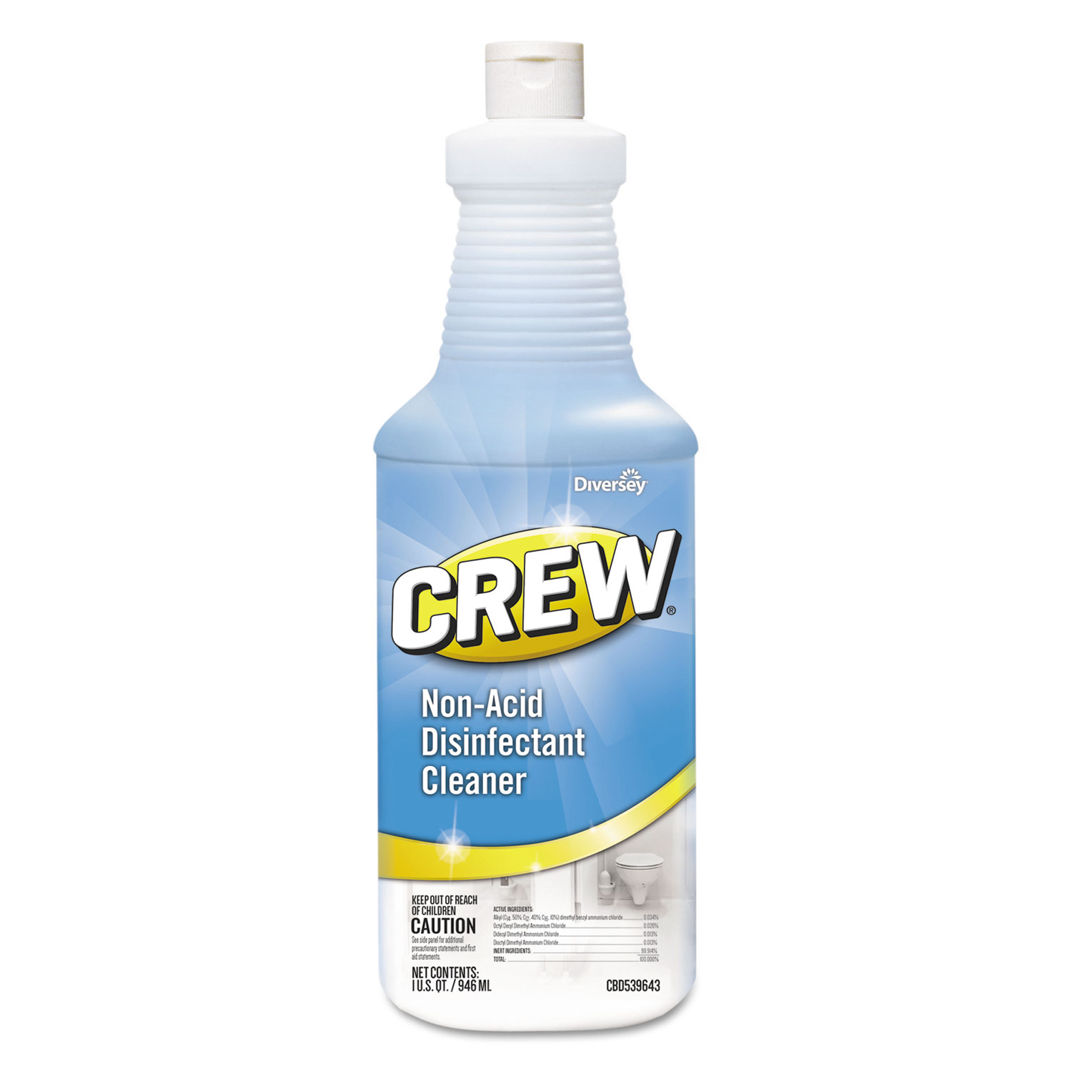 Crew Non-Acid Disinfectant Cleaner, Liquid, 32 oz, 6/Carton