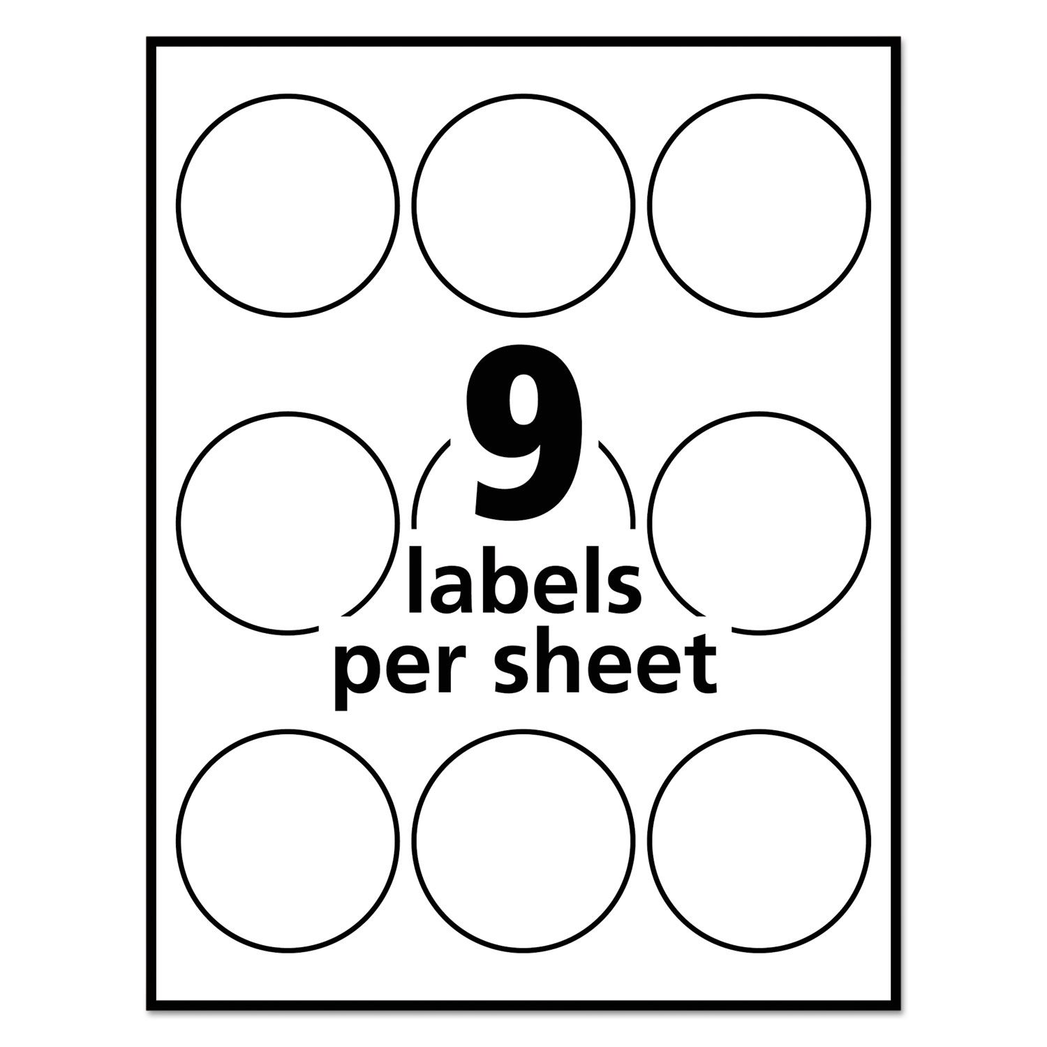 Durable White Round ID Labels, 2 1/2 dia., White, 72/Pk