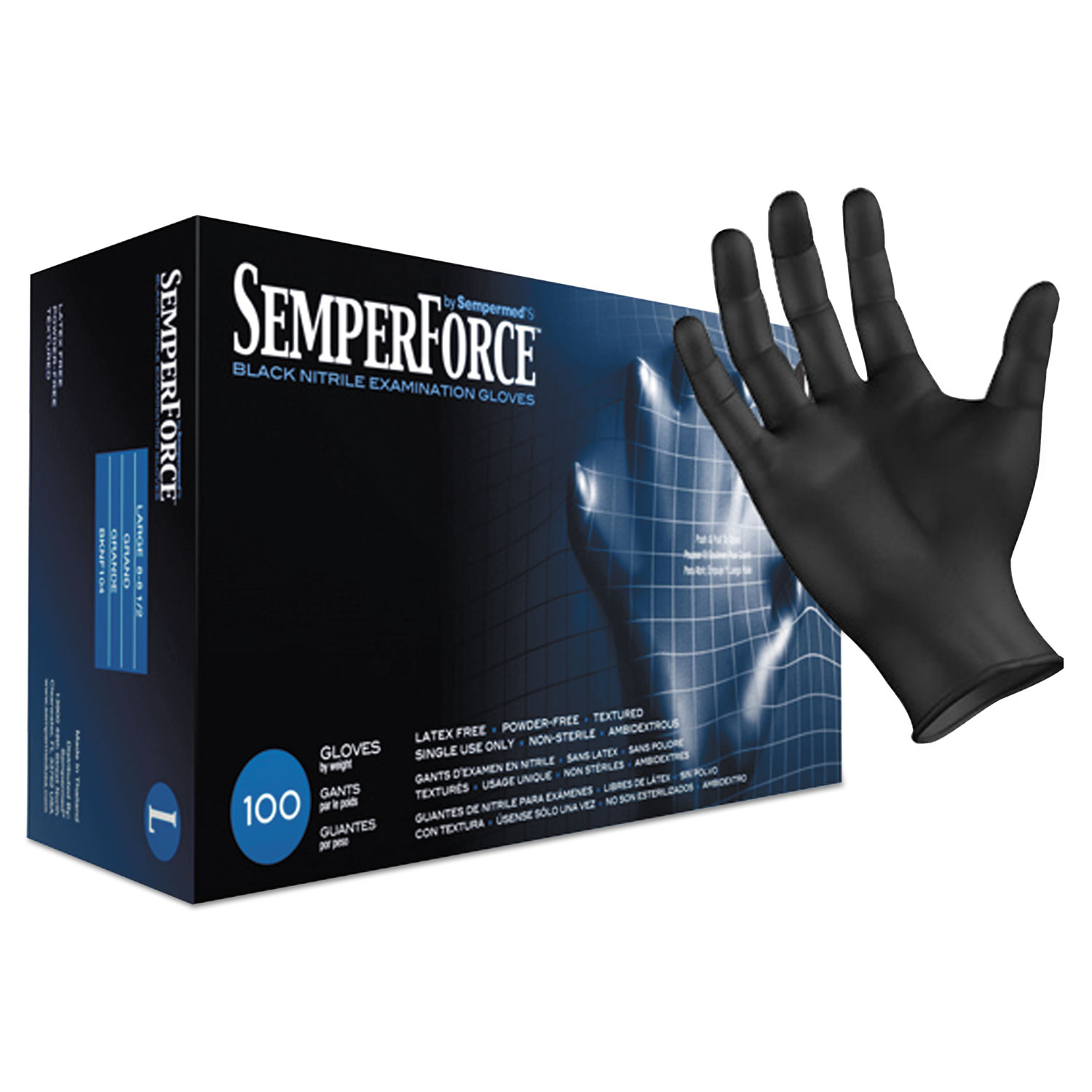  SemperForce BKNF104 SemperForce Gloves, Black, Large, 1000/Carton (SEZBKNF104) 