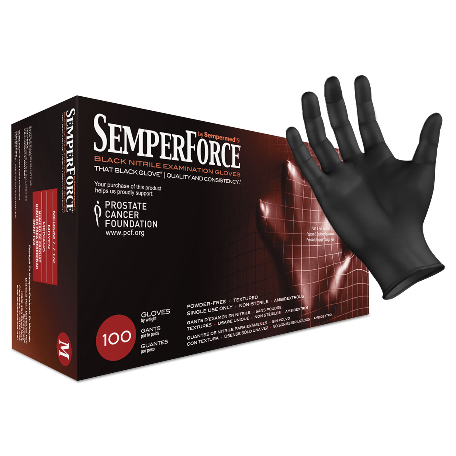  SemperForce BKNF103 SemperForce Gloves, Black, Medium, 1000/Carton (SEZBKNF103) 