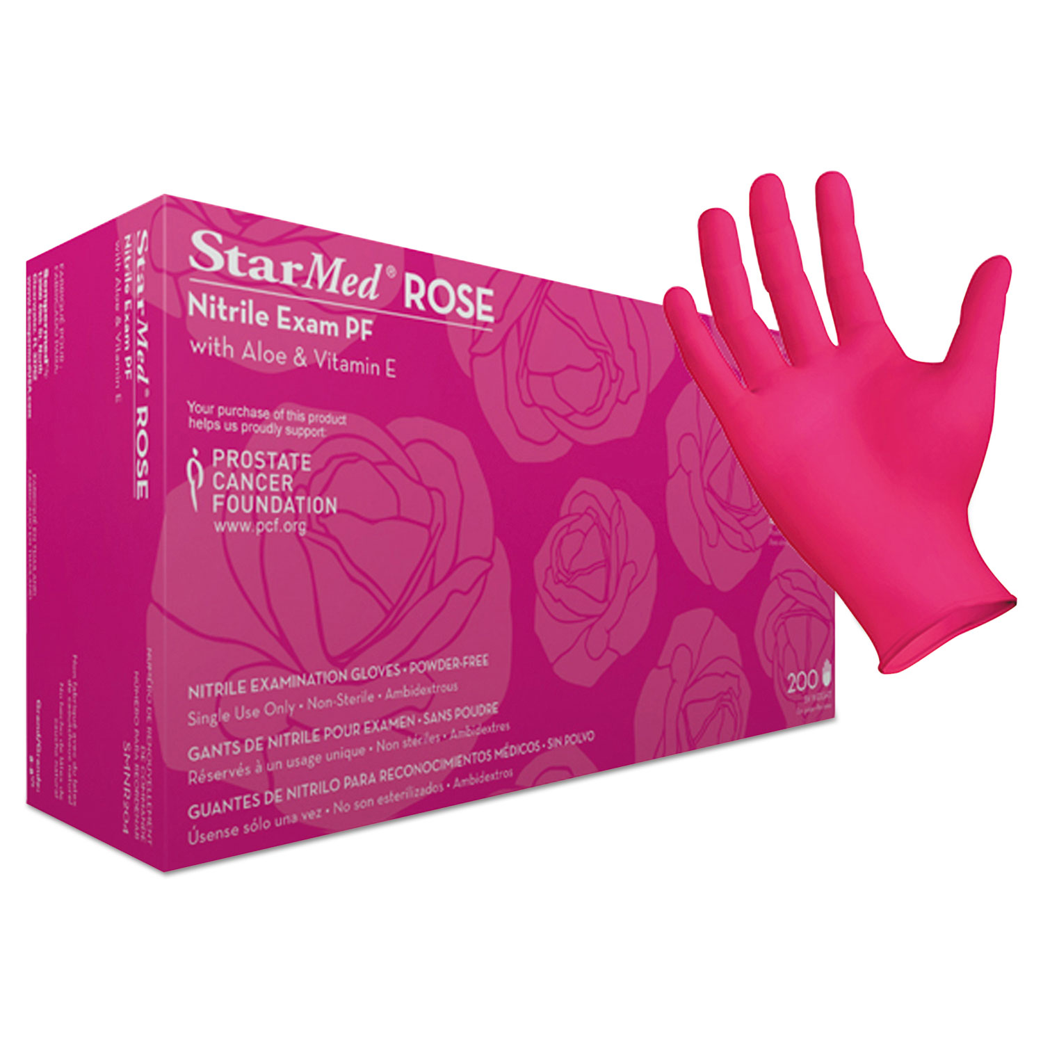  StarMed SMNR204 StarMed ROSE Gloves, Cheery Rose, Large, 1000/Carton (SEZSMNR204) 