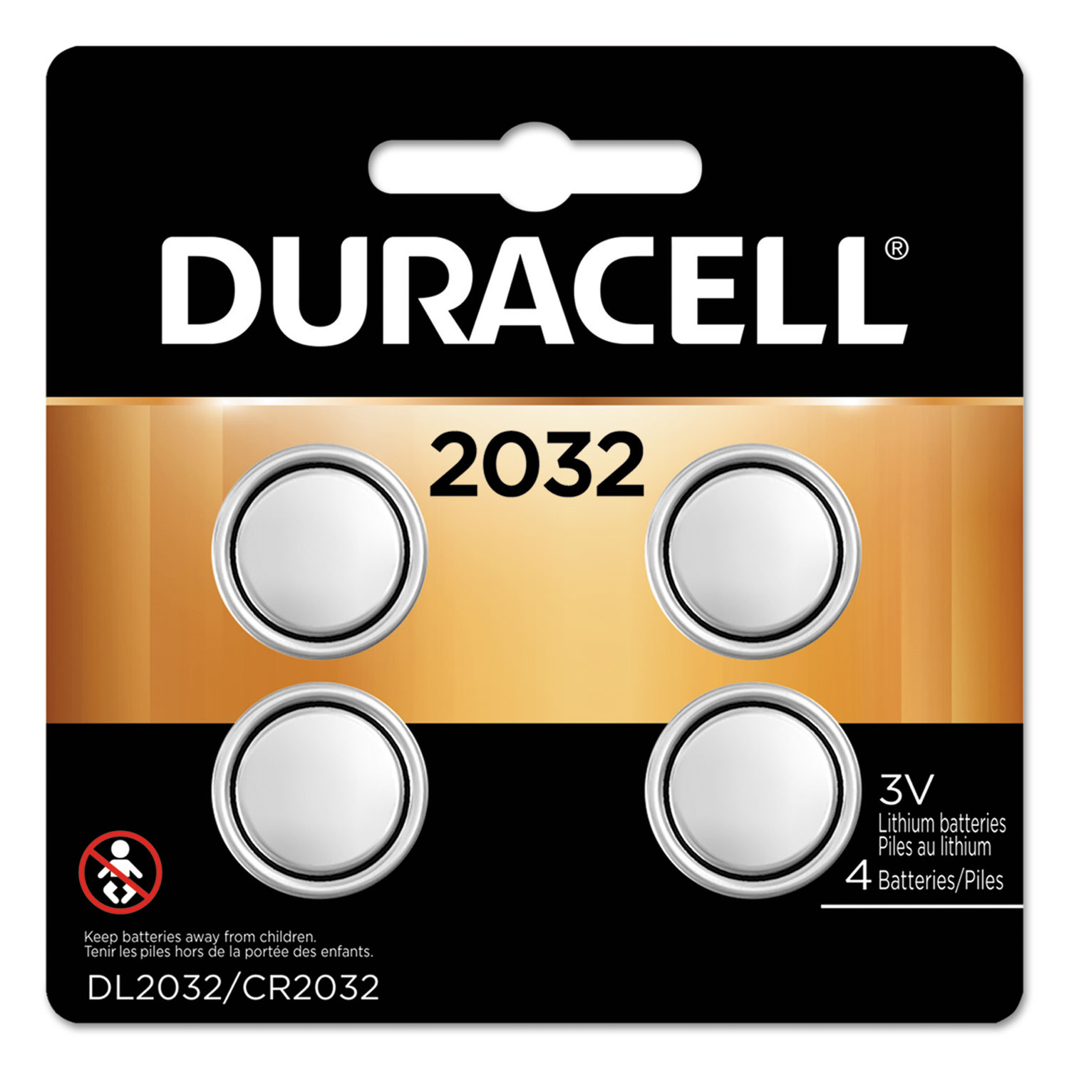  Duracell DL2032B4PK Lithium Coin Battery, 2032, 4/Pack (DURDL2032B4PK) 