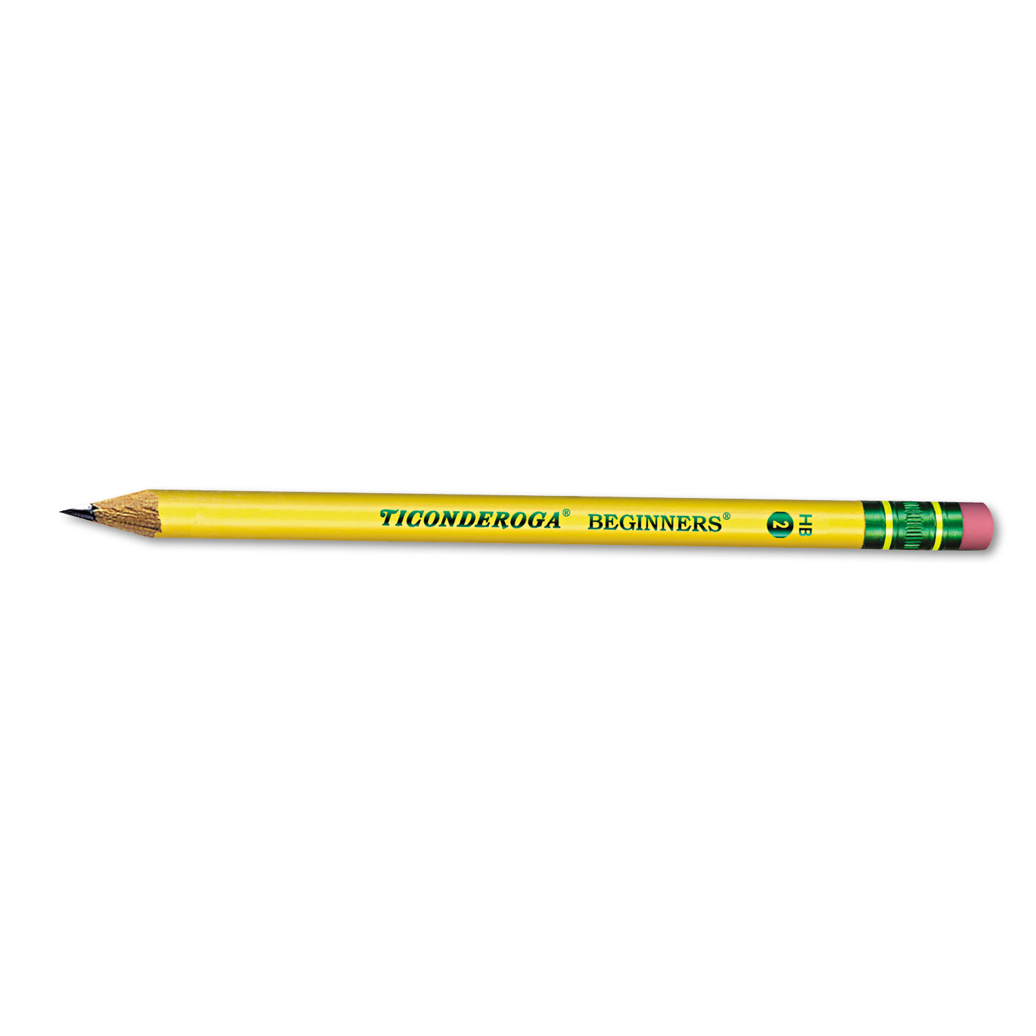  Dixon 13308 Ticonderoga Beginners Woodcase Pencil with Eraser and Microban Protection, HB (#2), Black Lead, Yellow Barrel, Dozen (DIX13308) 
