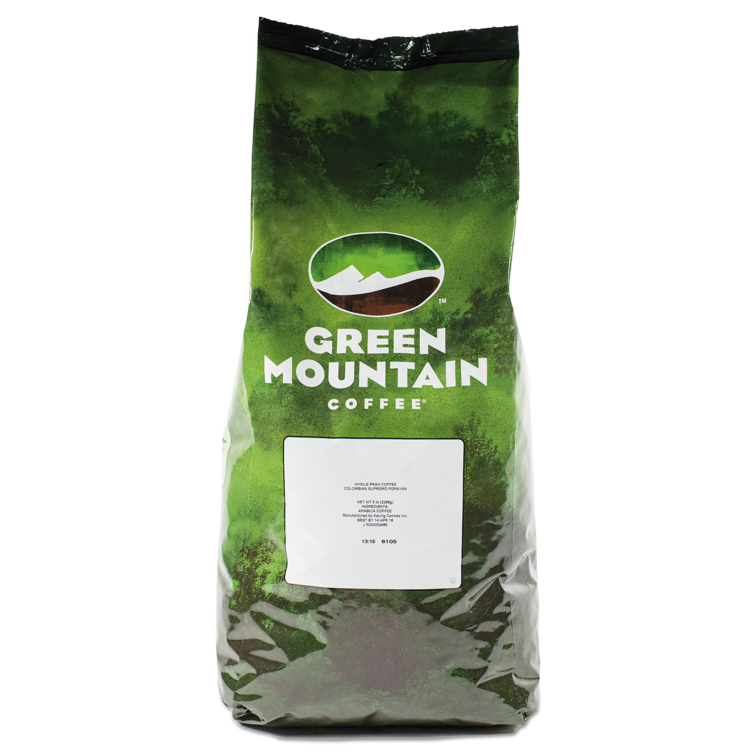  Green Mountain Coffee 71550 Whole Bean Coffee, Colombian Decaf, 5 lb, 2 per Carton (GMT71550) 
