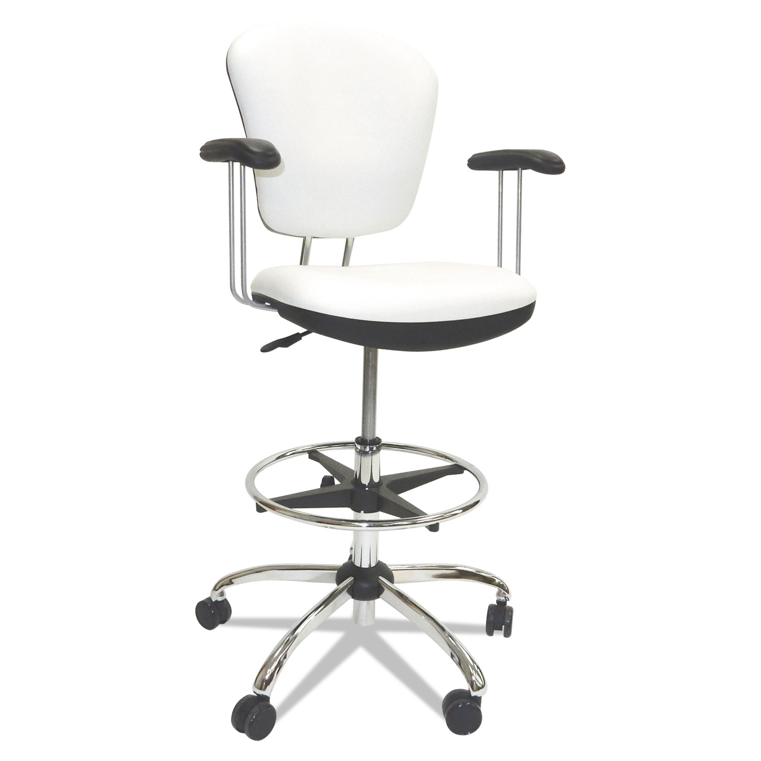  ShopSol 1010296 Lab and Healthcare Seating, 28 Seat Height, Supports up to 300 lbs., White Seat/White Back, Chrome Base (SSX1010296) 