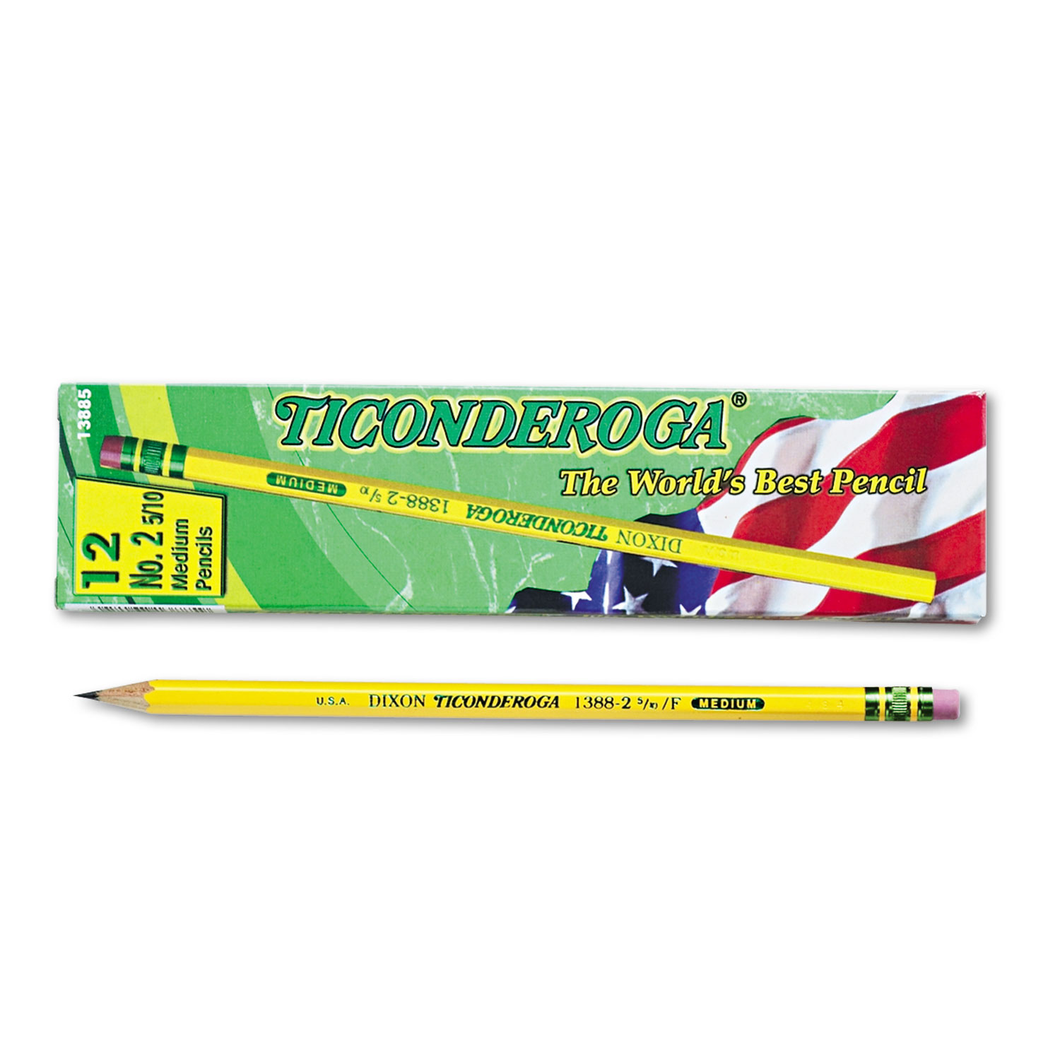  Ticonderoga 13885 Pencils, F (#2.5), Black Lead, Yellow Barrel, Dozen (DIX13885) 