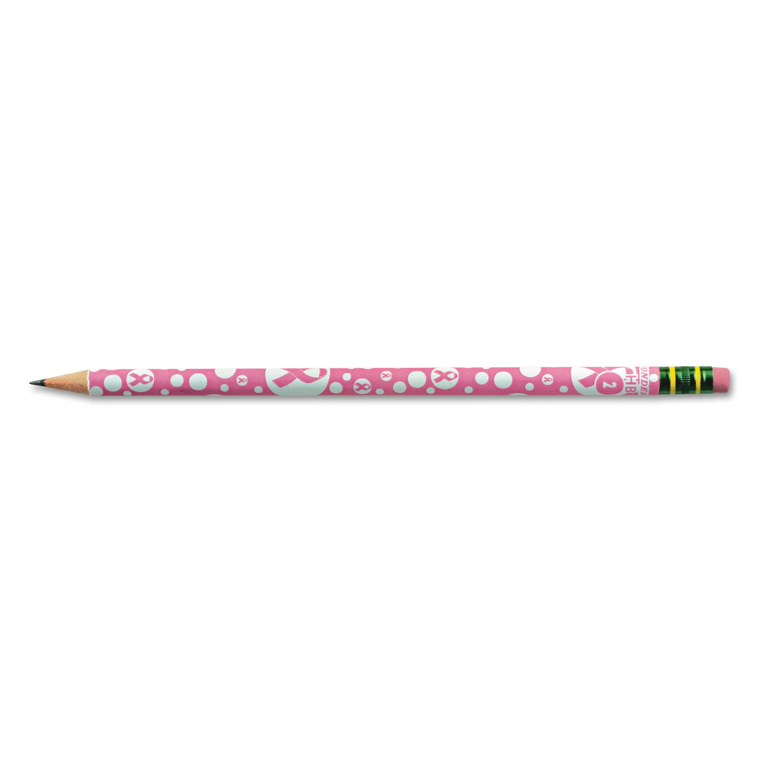 Ticonderoga® Breast Cancer Awareness Woodcase Pencil, HB (#2), Black Lead, Pink Barrel, Dozen