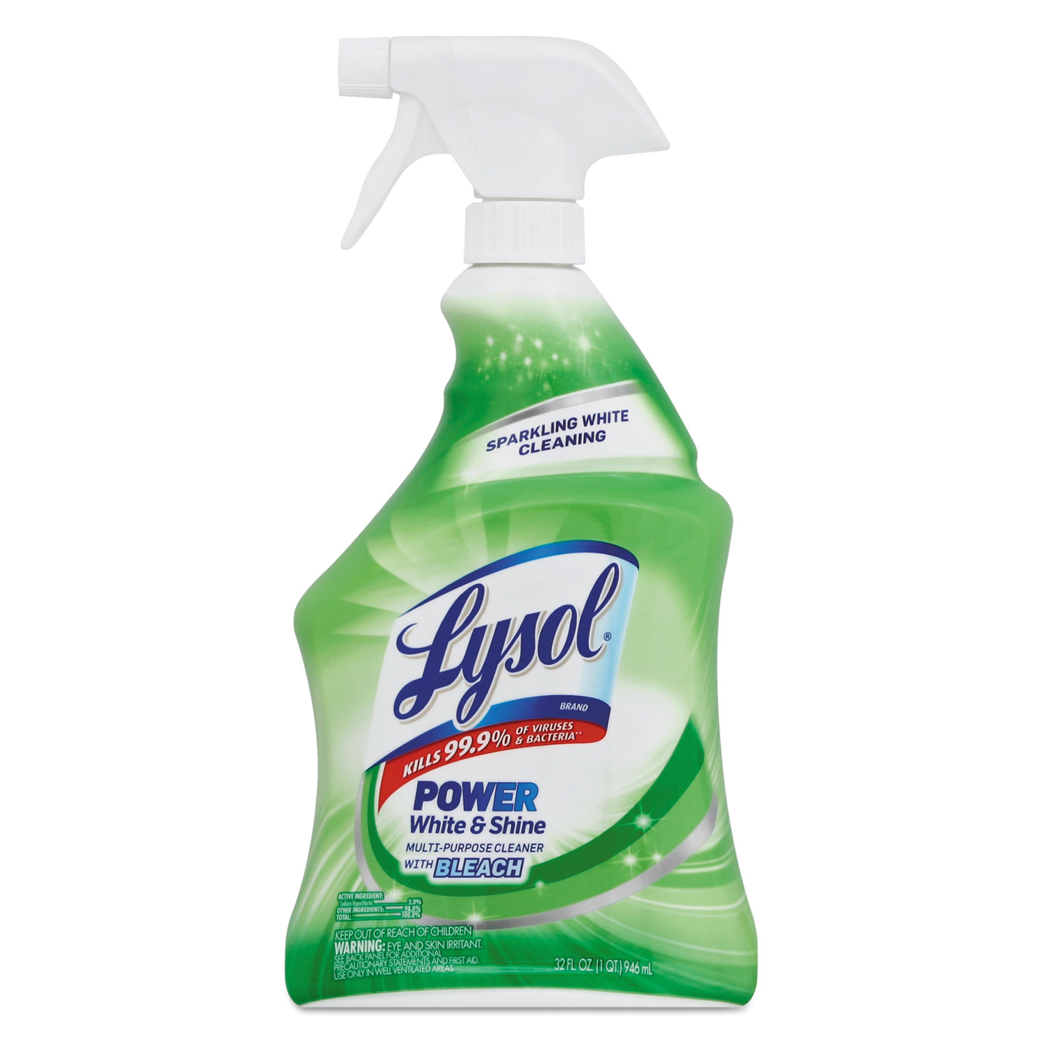 Power White & Shine Multi-Purpose Cleaner with Bleach, 32oz Spray Bottle, 12/CT