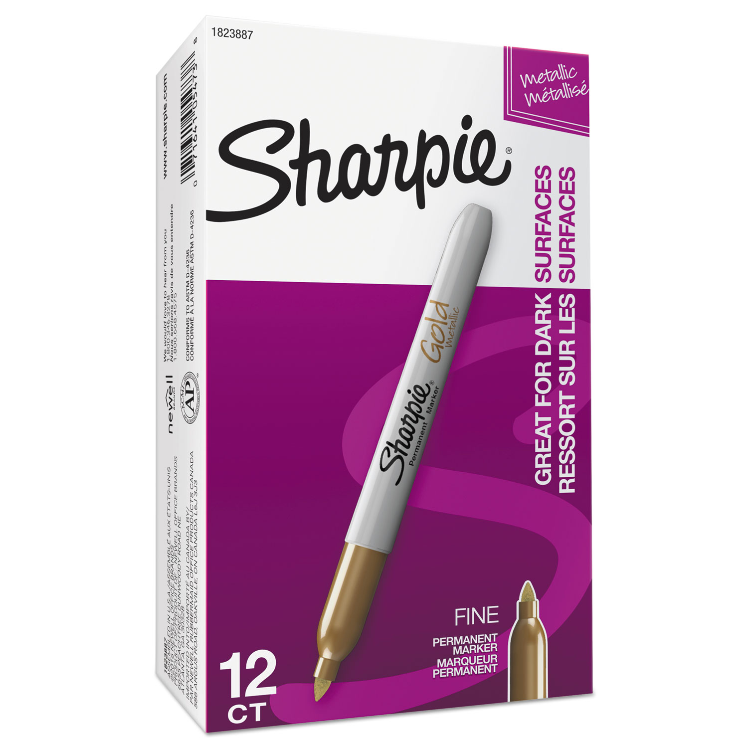Sharpie Fine Tip Metallic Permanent Marker - Silver (Pack of 12)