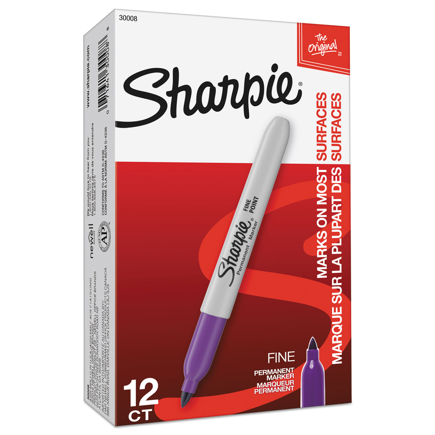Sharpie® Fine Point Permanent Marker, Purple, Dozen National