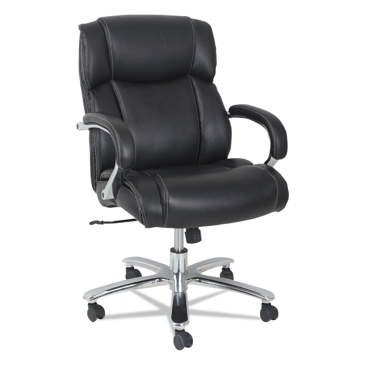  Alera ALEMS4519 Alera Maxxis Series Big and Tall Leather Chair, Supports up to 450 lbs., Black Seat/Black Back, Chrome Base (ALEMS4519) 