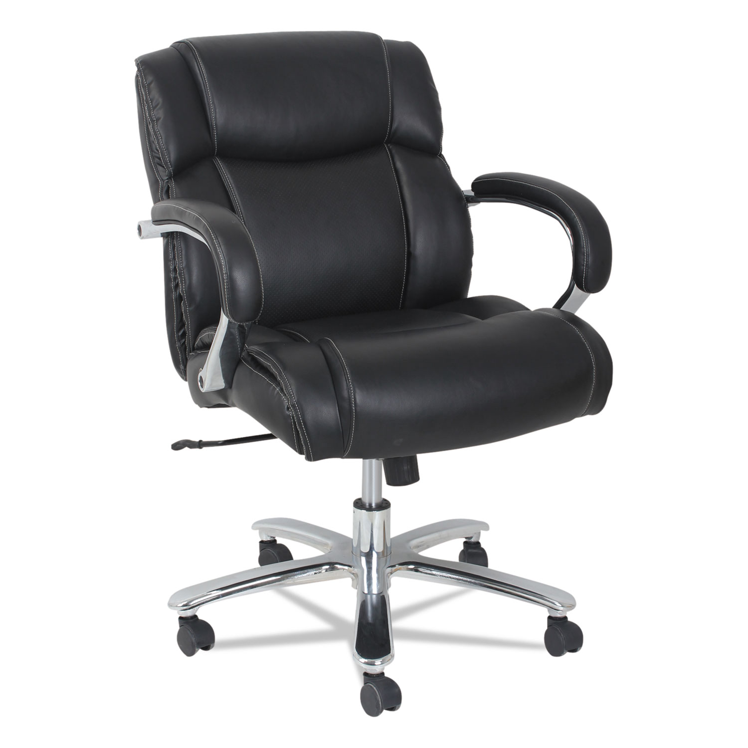  Alera ALEMS4619 Alera Maxxis Series Big and Tall Leather Chair, Supports up to 350 lbs., Black Seat/Black Back, Chrome Base (ALEMS4619) 