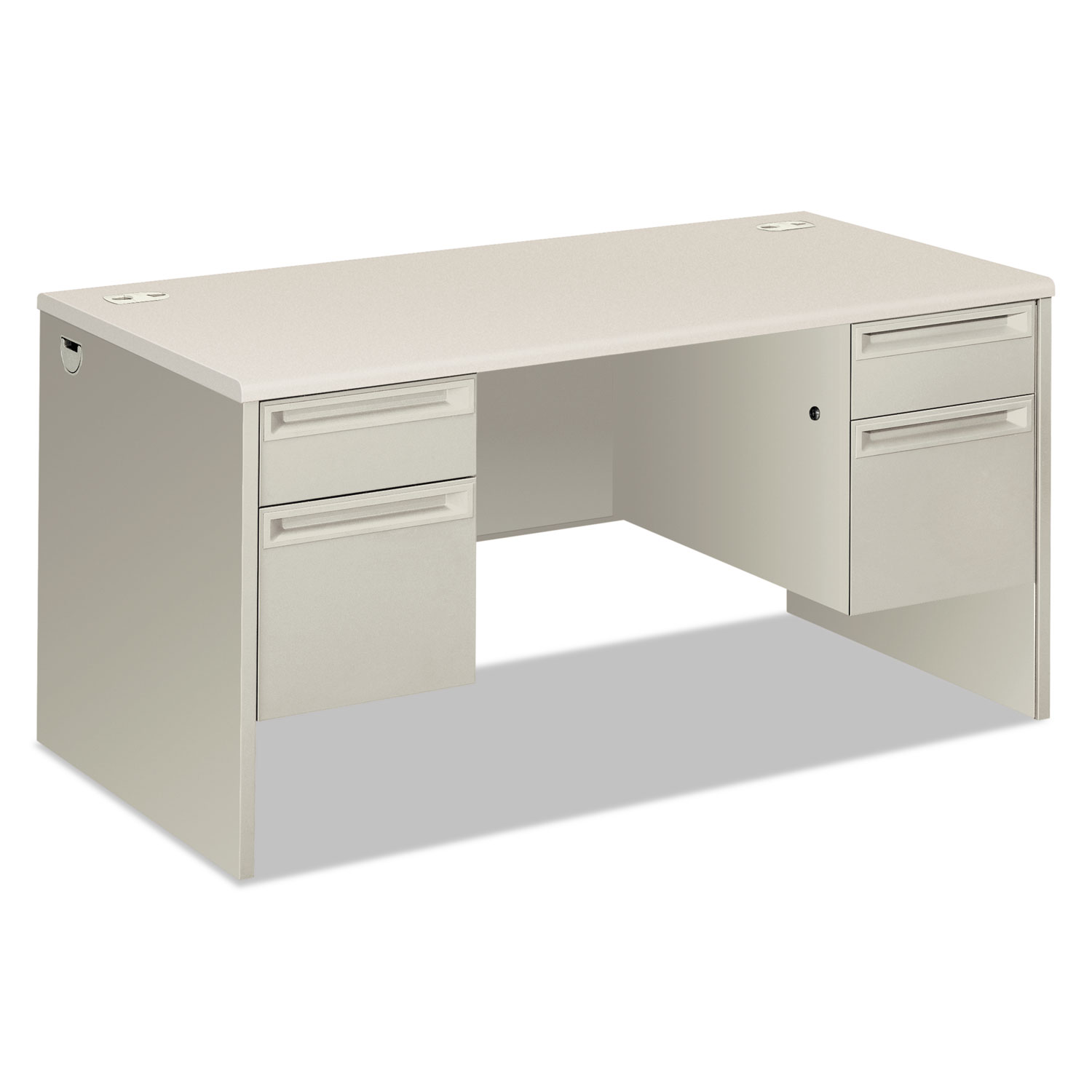 38000 Series Double Pedestal Desk, 60 Wide, Silver Mesh/Light Gray