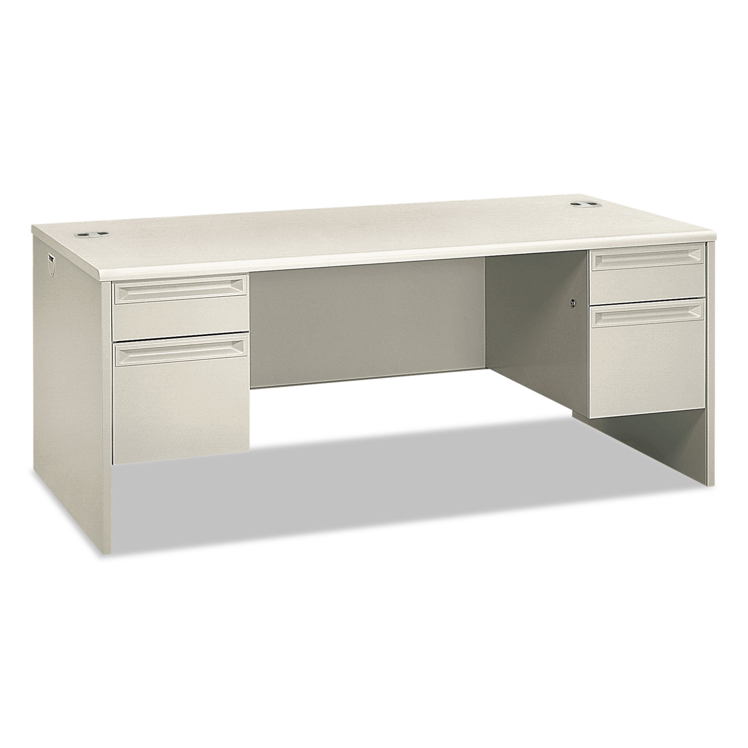 38000 Series Double Pedestal Desk, 72 Wide, Silver Mesh/Light Gray