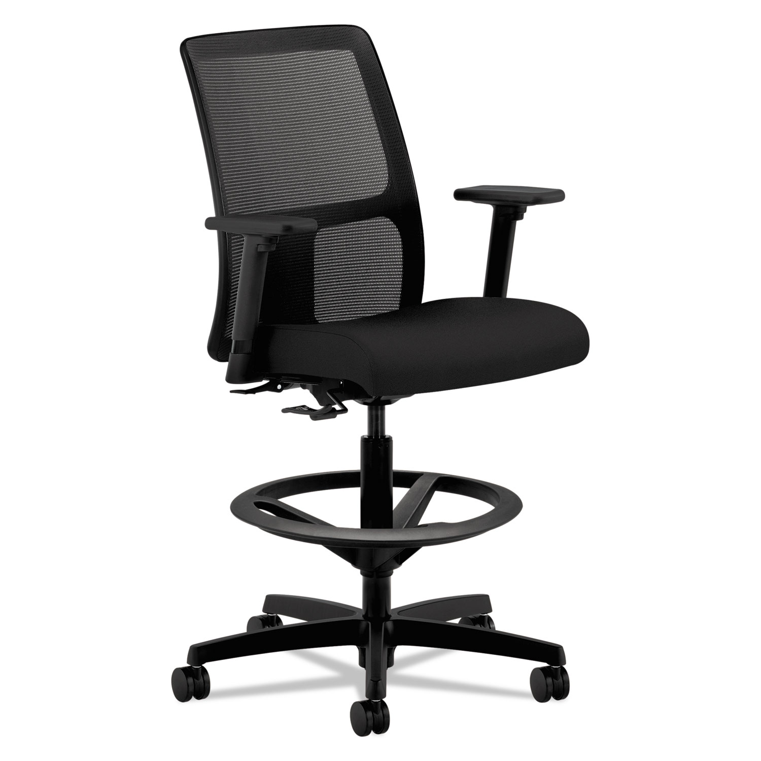  HON HITS5.A.H.M.CU10.T.SB Ignition Series Mesh Low-Back Task Stool, 33 Seat Height, Supports up to 300 lbs., Black Seat/Black Back, Black Base (HONIT108CU10) 