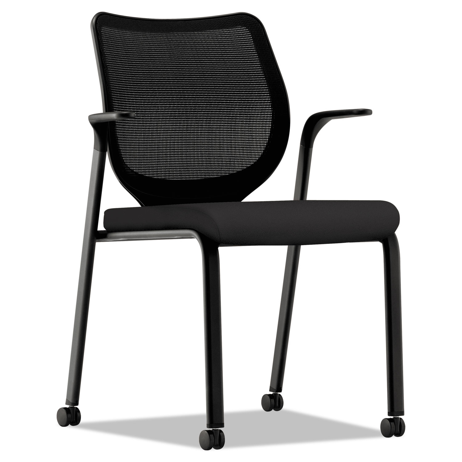 Nucleus Series Multipurpose Stacking Chair with ilira-Stretch M4 Back, Black Seat/Black Back, Black Base