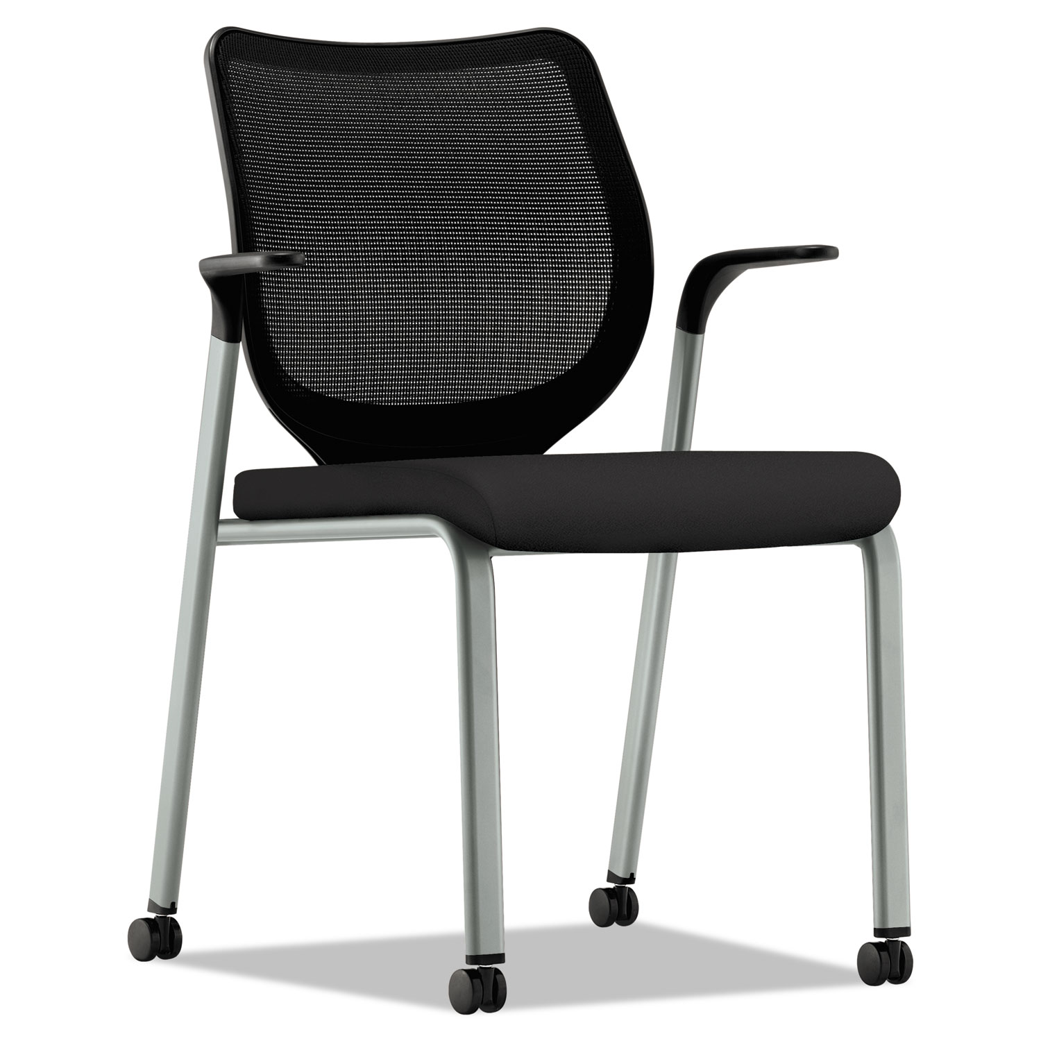 HON HN6.F.H.IM.CU10.T1 Nucleus Series Multipurpose Stacking Chair with ilira-Stretch M4 Back, Black Seat/Black Back, Platinum Base (HONN606HCU10T1) 