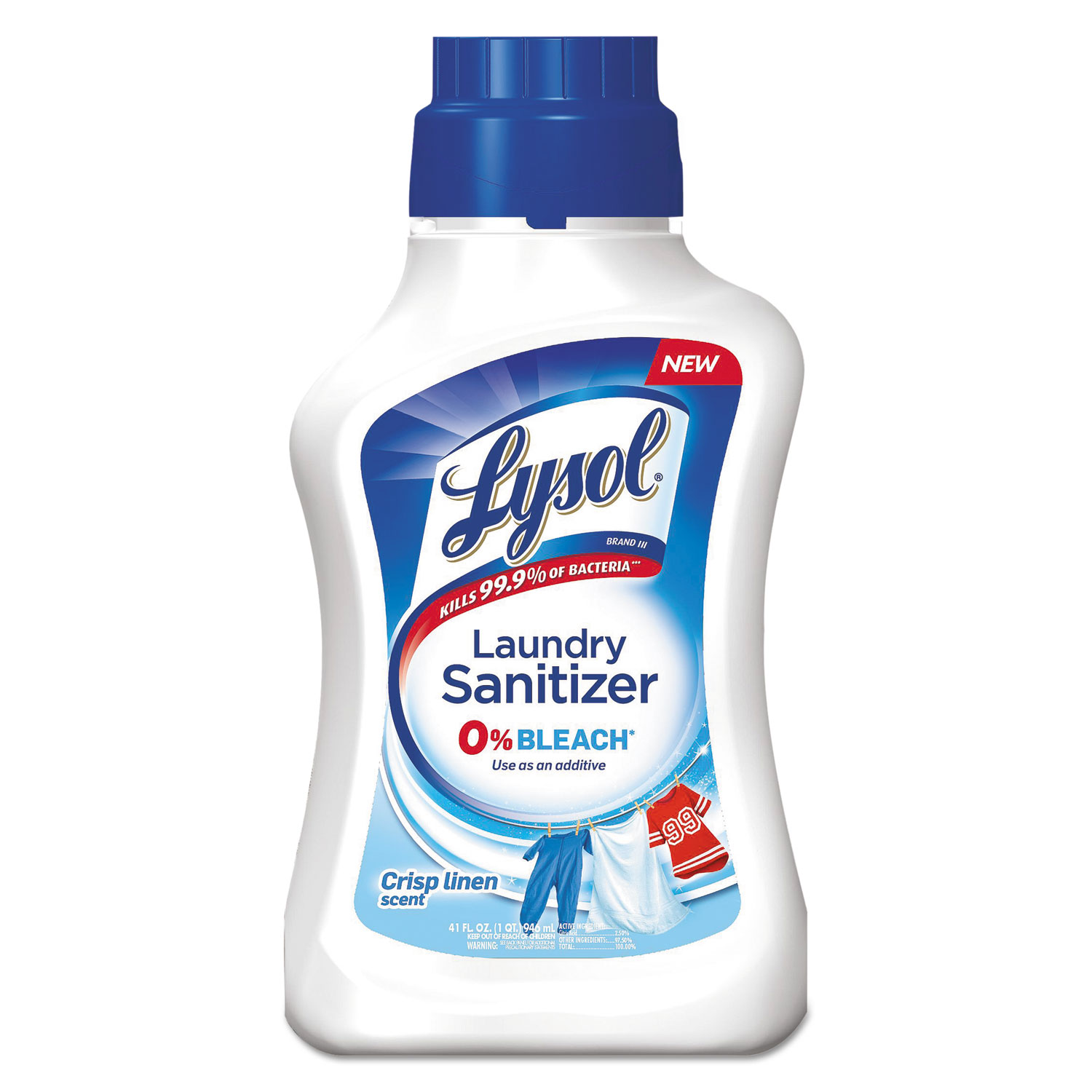 Laundry Sanitizer, Liquid, Crisp Linen, 41 oz, 6/Carton