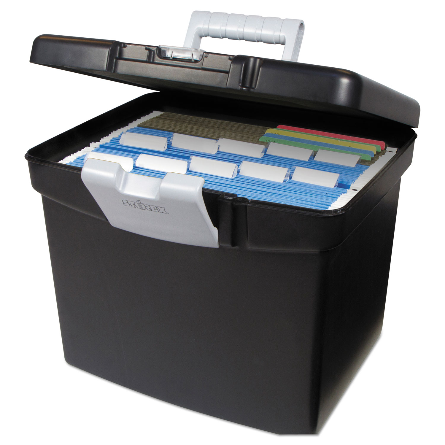 STX61504U01C Storex Portable File Box with Large Organizer Lid - Zuma