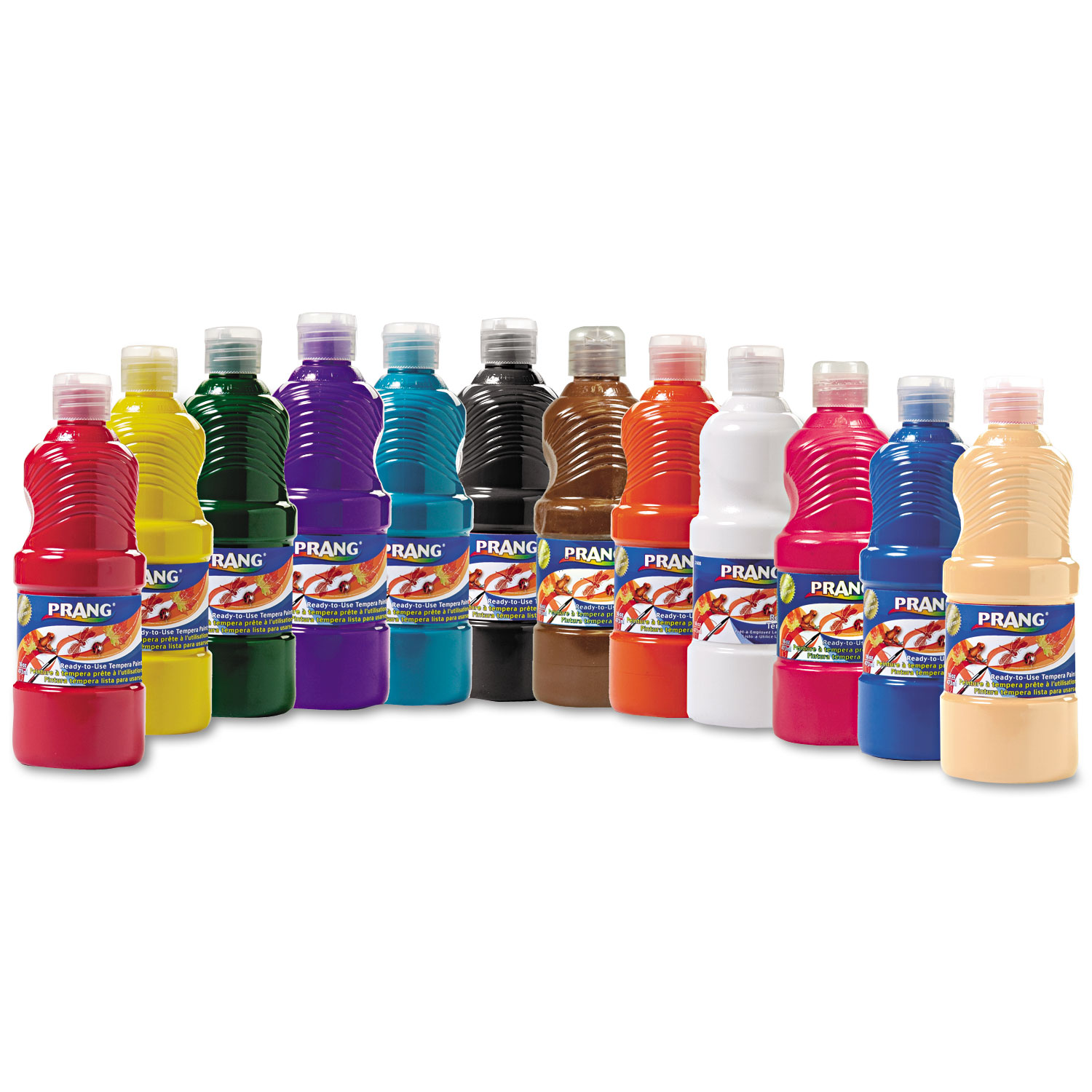  Prang 21696 Ready-to-Use Tempera Paint, 12 Assorted Colors, 16 oz, 12/Pack (DIX21696) 