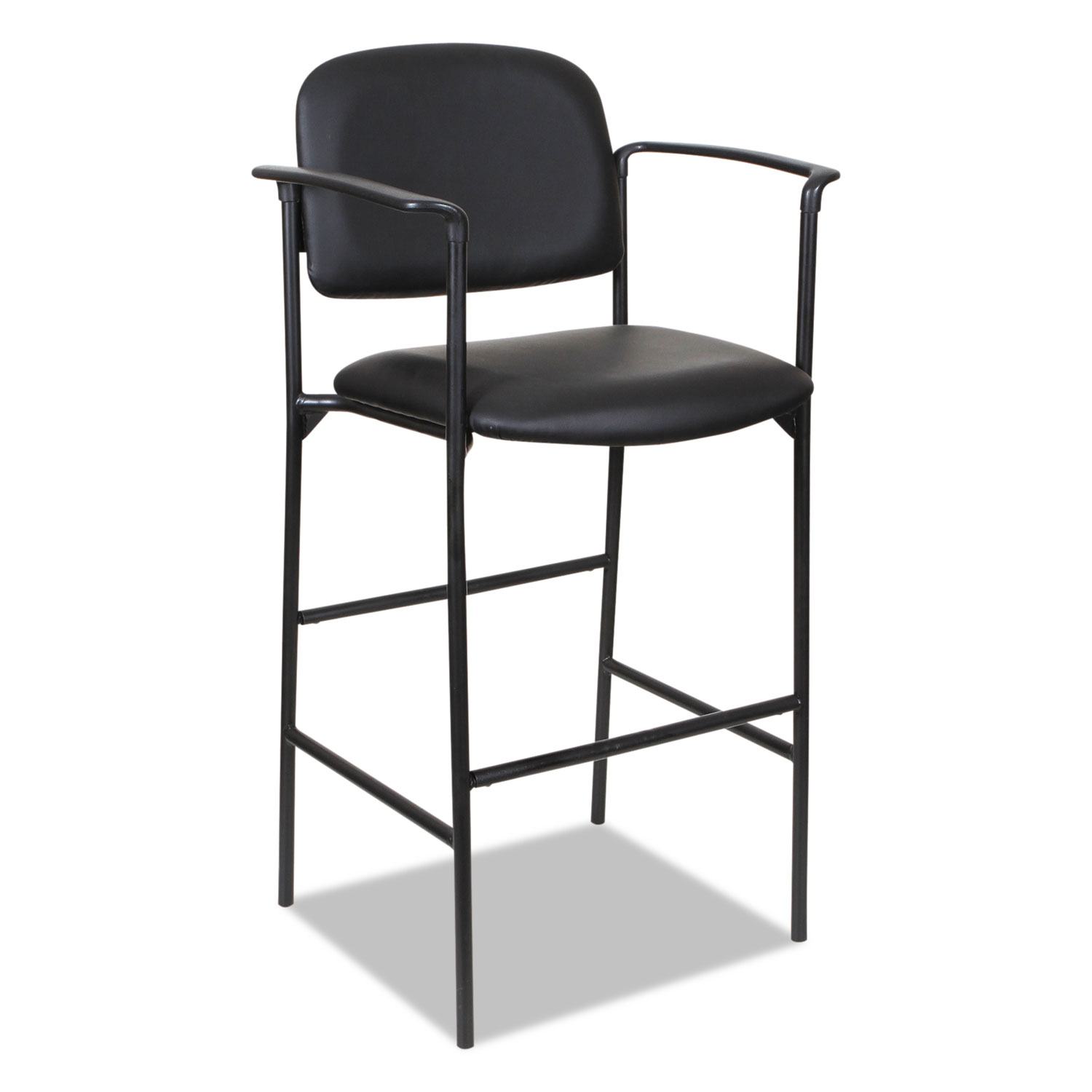 Sorrento Series Stool, Black, Faux Leather, with Arms, 2 per carton