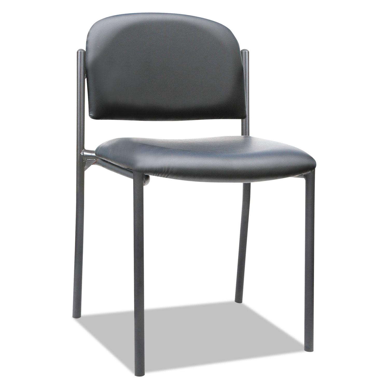 Sorrento Series Stacking Guest Chair, Black, Faux Leather, No Arms, 2 per carton