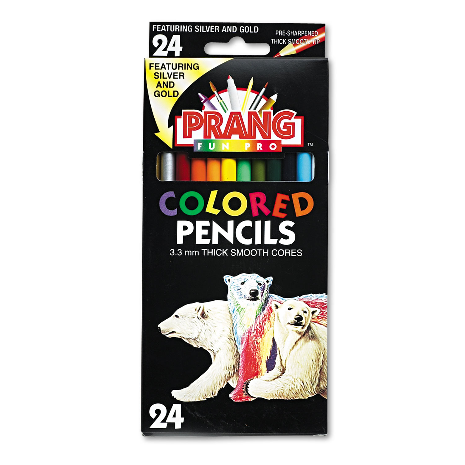  Prang 22240 Colored Pencil Sets, 3.3 mm, 2B (#1), Assorted Lead/Barrel Colors, 24/Pack (DIX22240) 