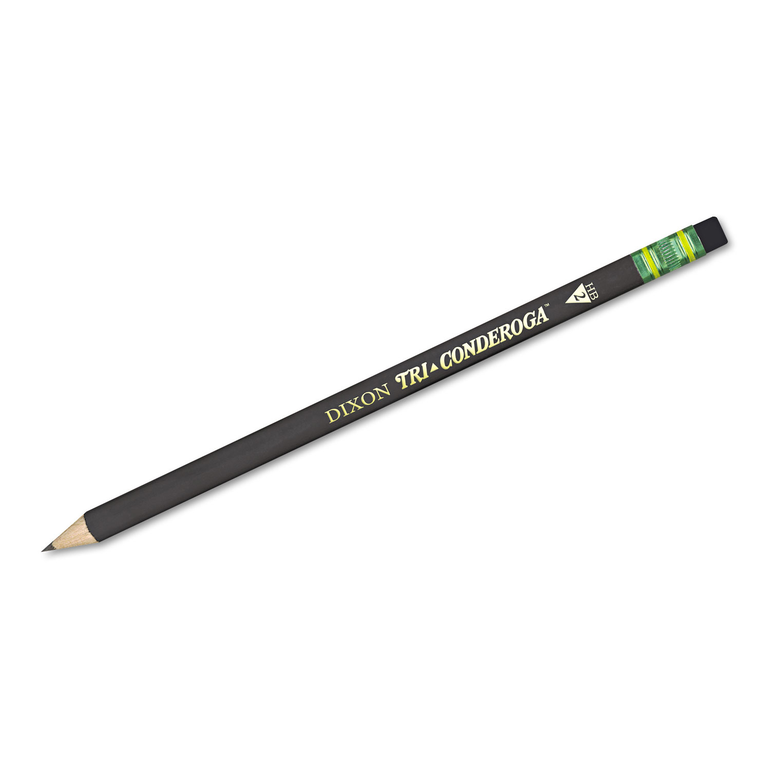  Dixon 22500 Tri-Conderoga Pencil with Microban Protection, HB (#2), Black Lead, Black Barrel, Dozen (DIX22500) 