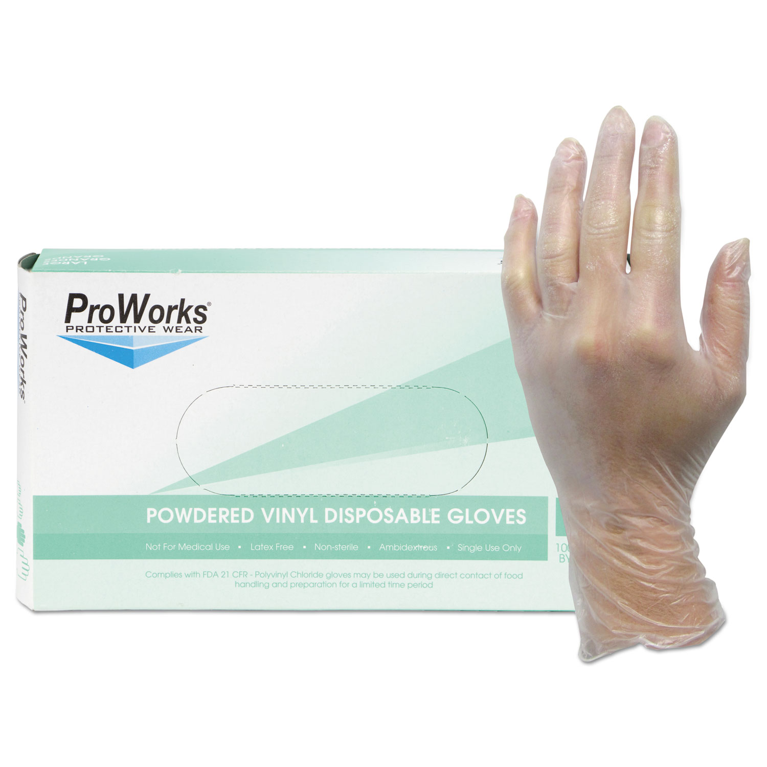  HOSPECO GL-V103PM ProWorks Exam Grade Disposable Vinyl Gloves, Clear, Medium, 1000/Carton (HOSGLV103PM) 