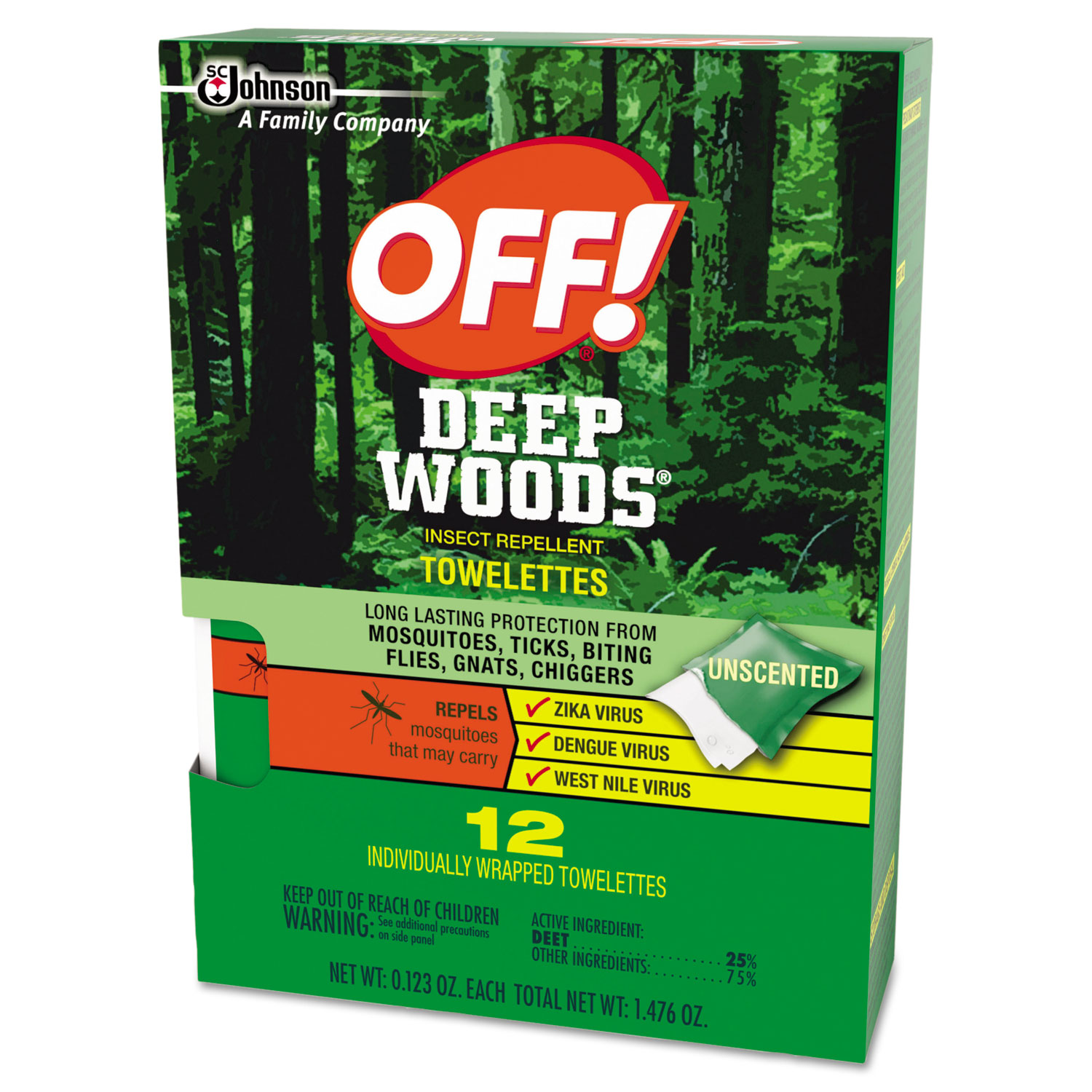 Deep Woods Towelettes, 12/Box, 12 Boxes per Carton