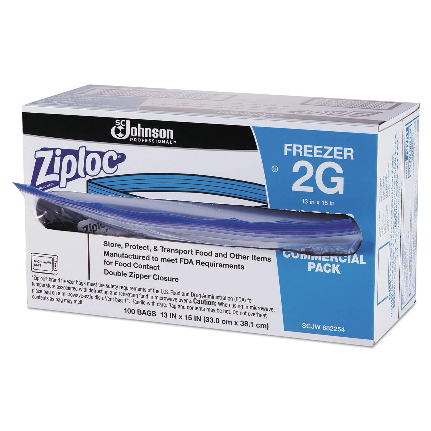 Double Zipper Freezer Bags, 2 gal, 2.7 mil, 13