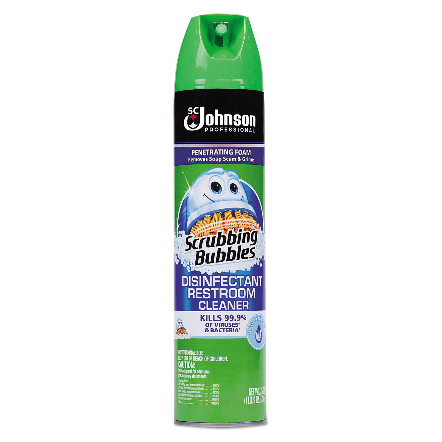  Scrubbing Bubbles 682264 Disinfectant Restroom Cleaner, Clean Fresh Scent, 25 oz Aerosol Can, 12/Carton (SJN682264) 
