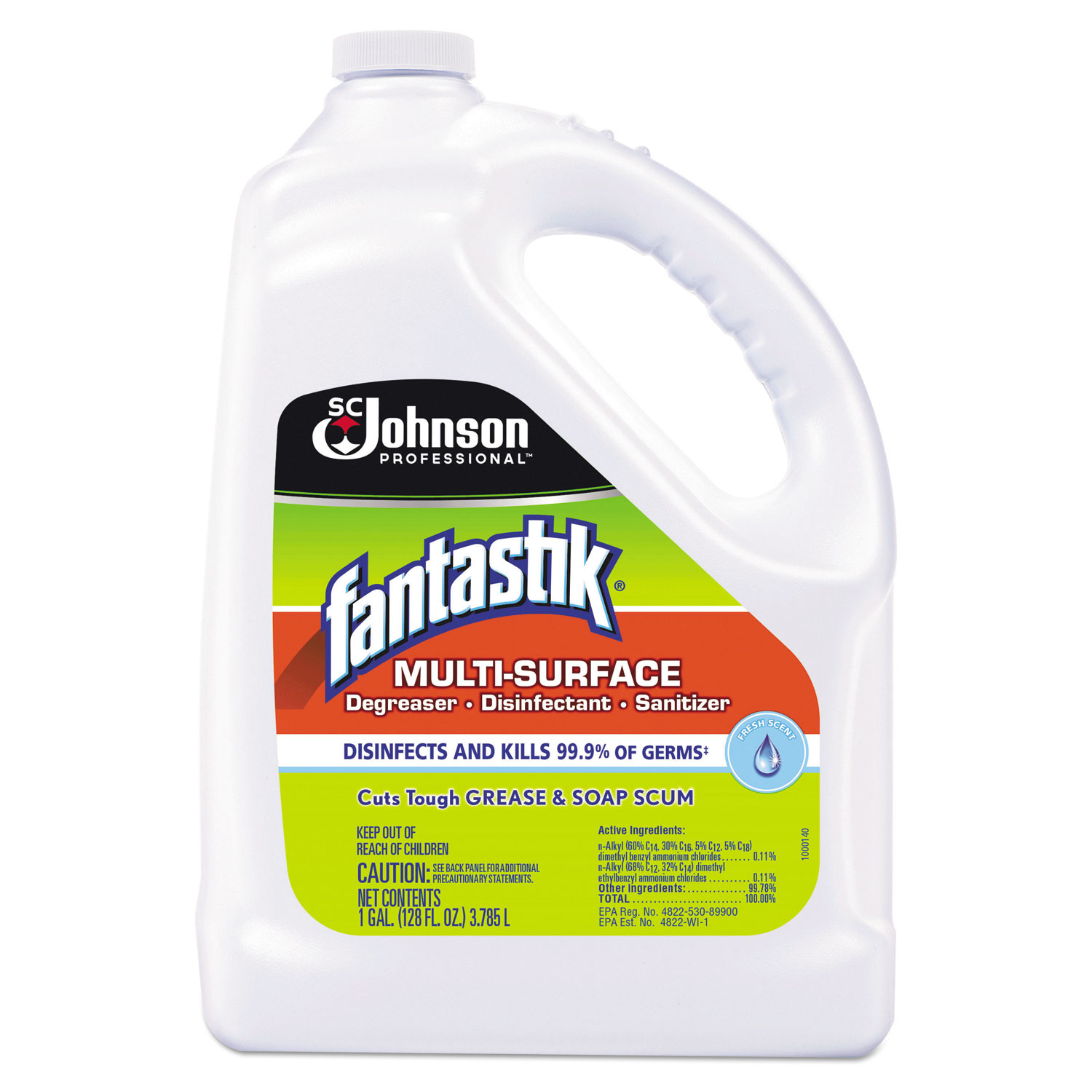  Fantastik 311930 Multi-Surface Degreaser, Disinfectant, Sanitizer, Pleasant Scent, 1 Gallon Bottle, 4/Carton (SJN311930) 