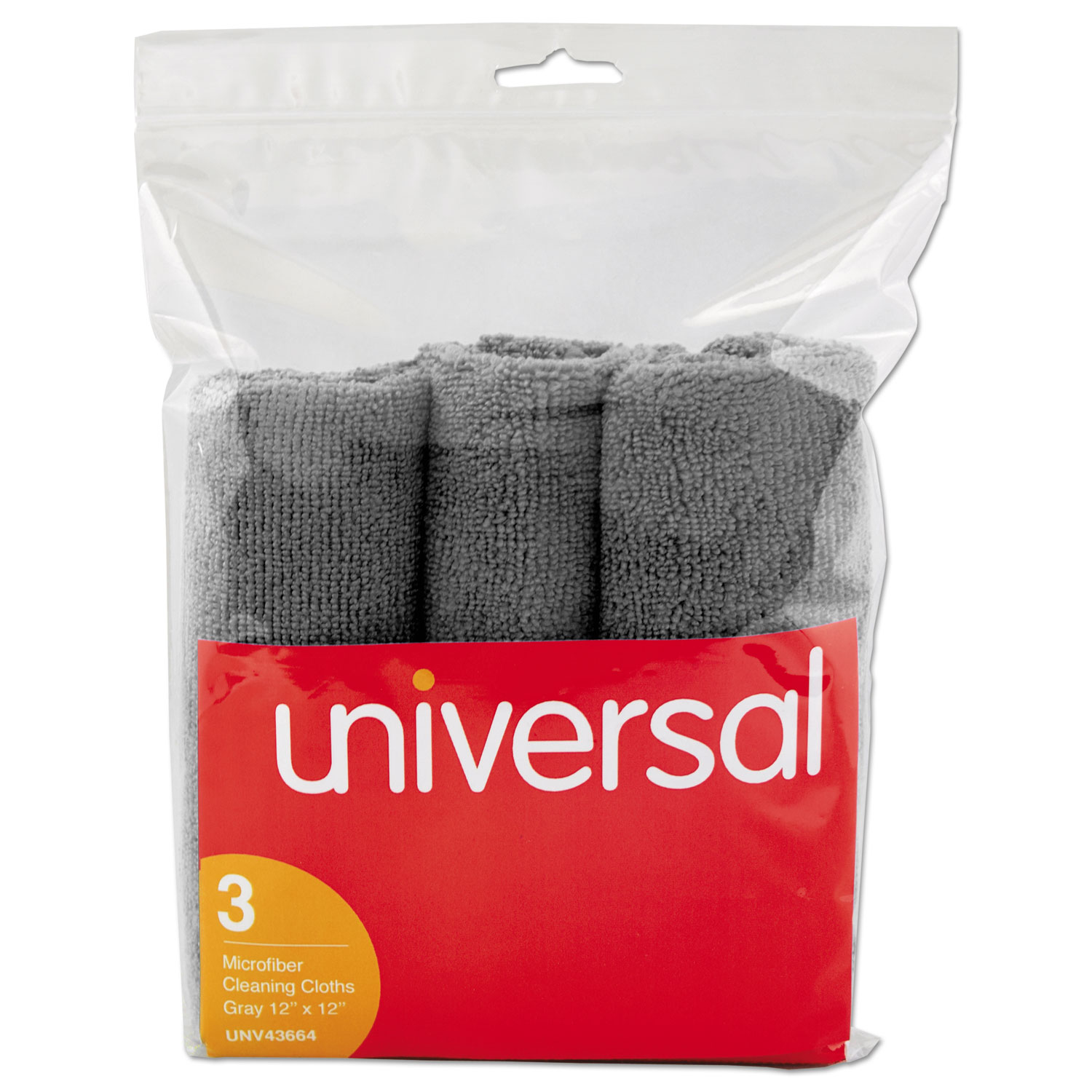 Microfiber Cleaning Cloth, 12 x 12, Gray, 3/Pack