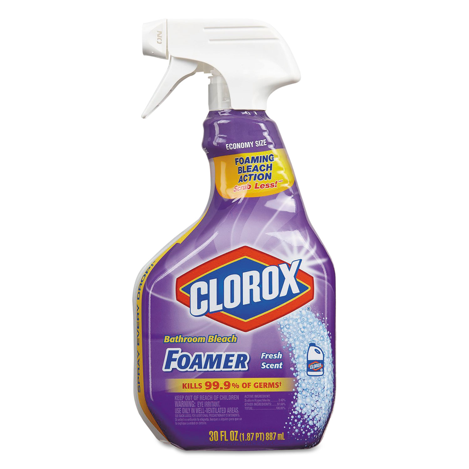  Clorox 31088 Bleach Foamer Bathroom Spray, Fresh Scent, 30 oz Spray Bottle, 9/Carton (CLO31088) 