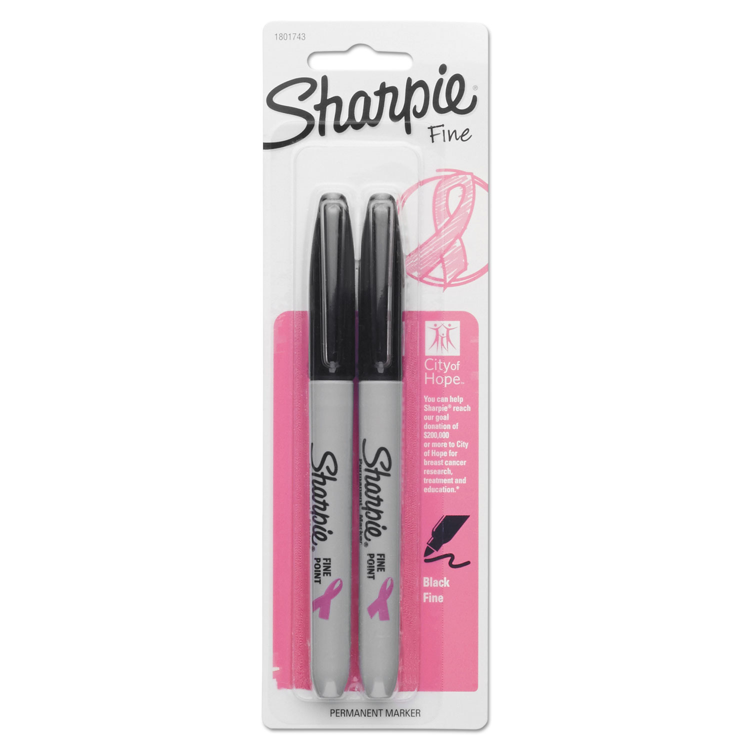  Sharpie 1801743 Fine Tip Permanent Marker, Black, 2/Pack (SAN1801743) 