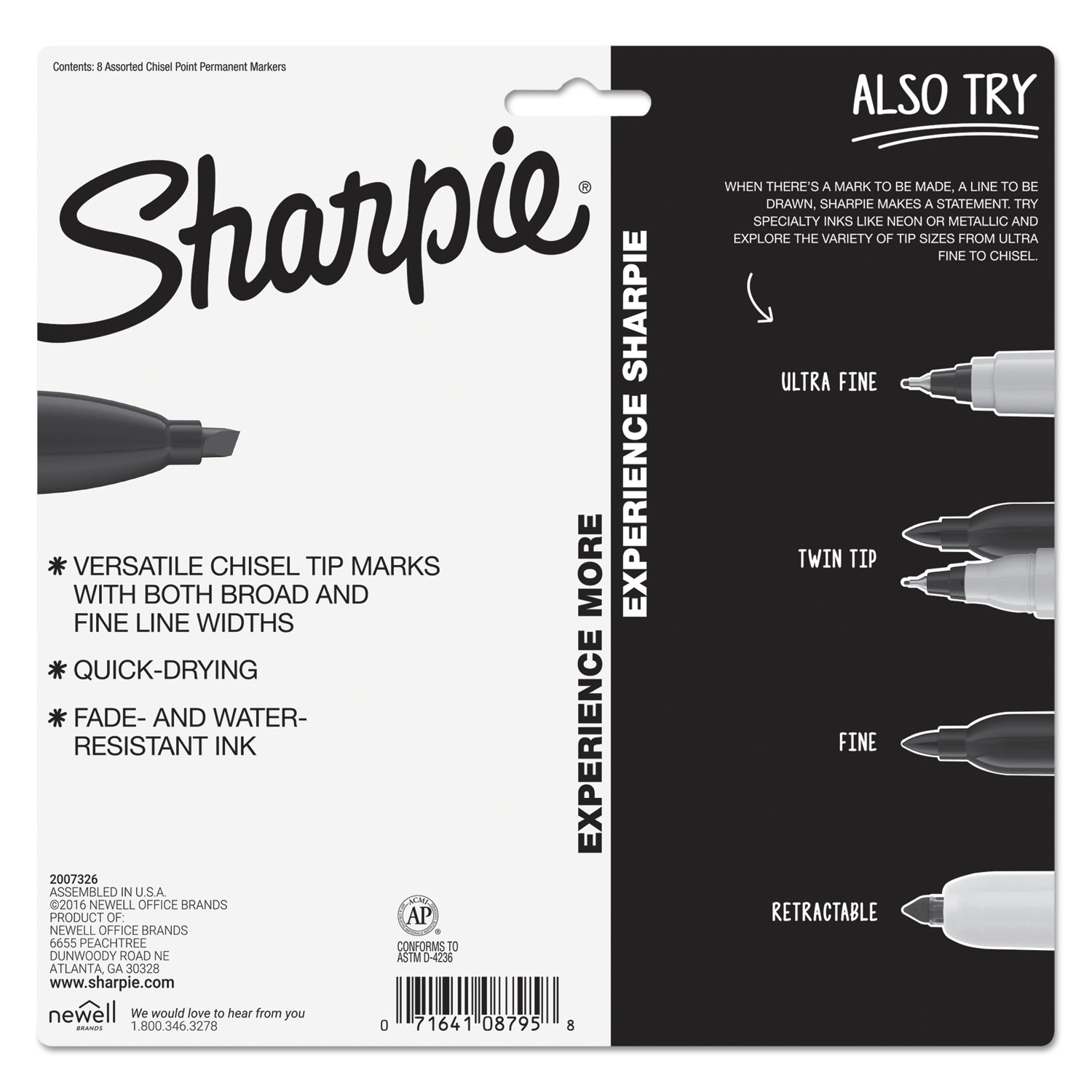 Sharpie 8 Count Permanent Markers, Fine Point, Assorted Basic Colors Black  Brown