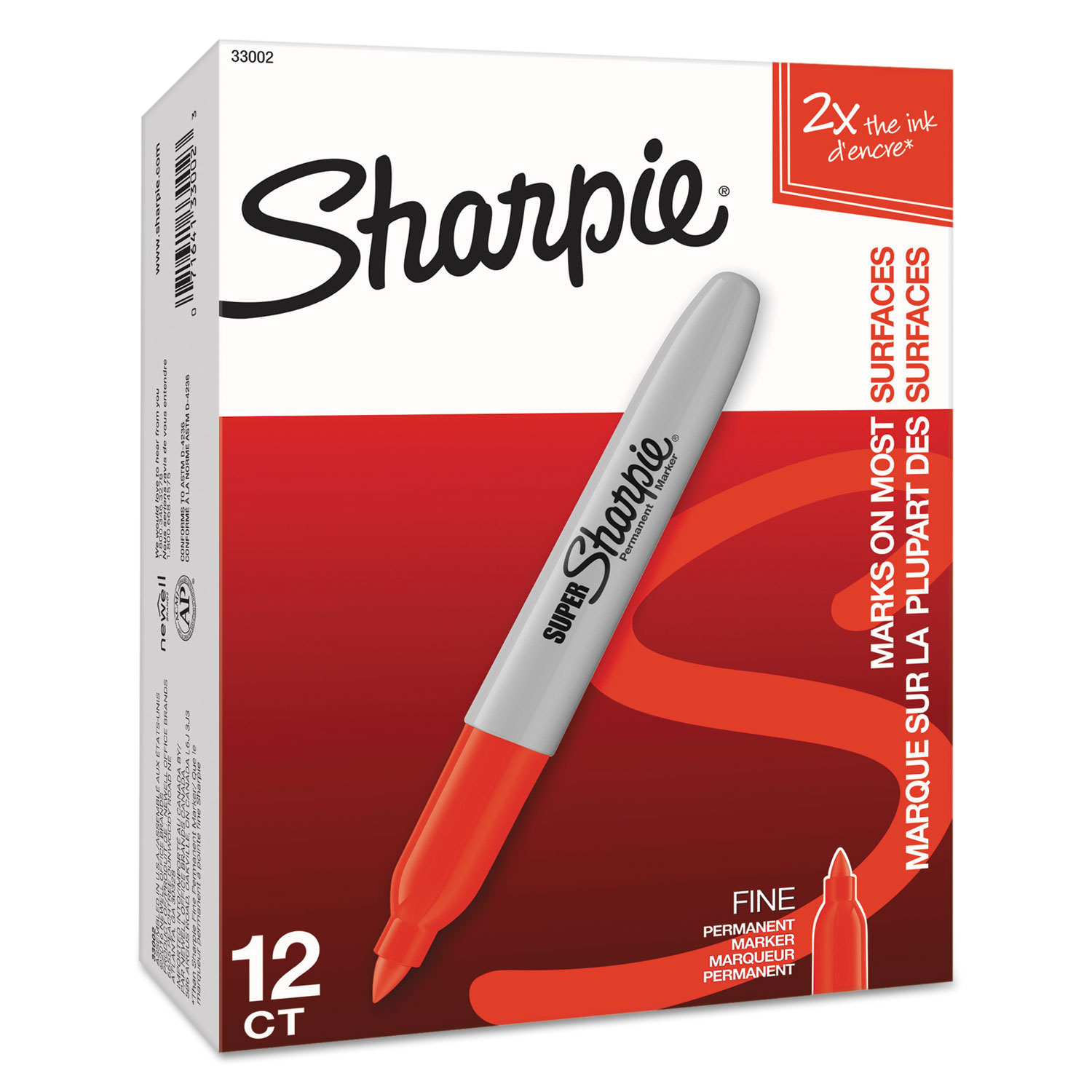 Super Permanent Marker, Fine Bullet Tip, Red, Dozen Xpressbuy