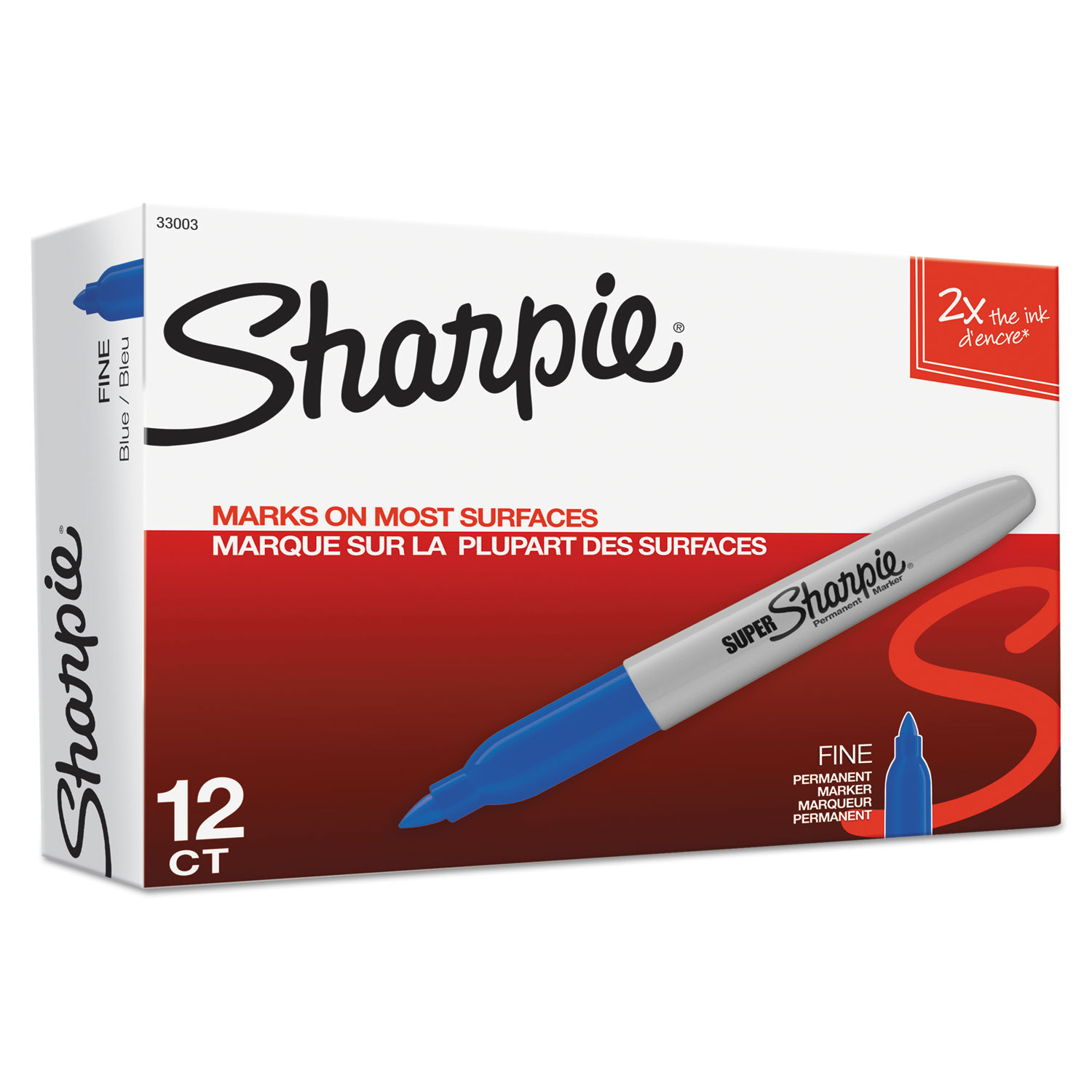  Sharpie 33003 Super Permanent Marker, Fine Bullet Tip, Blue, Dozen (SAN33003) 
