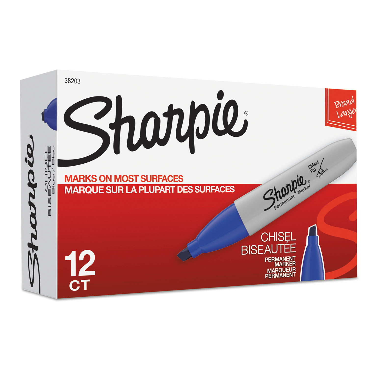  Sharpie 38203 Chisel Tip Permanent Marker, Medium, Blue, Dozen (SAN38203) 