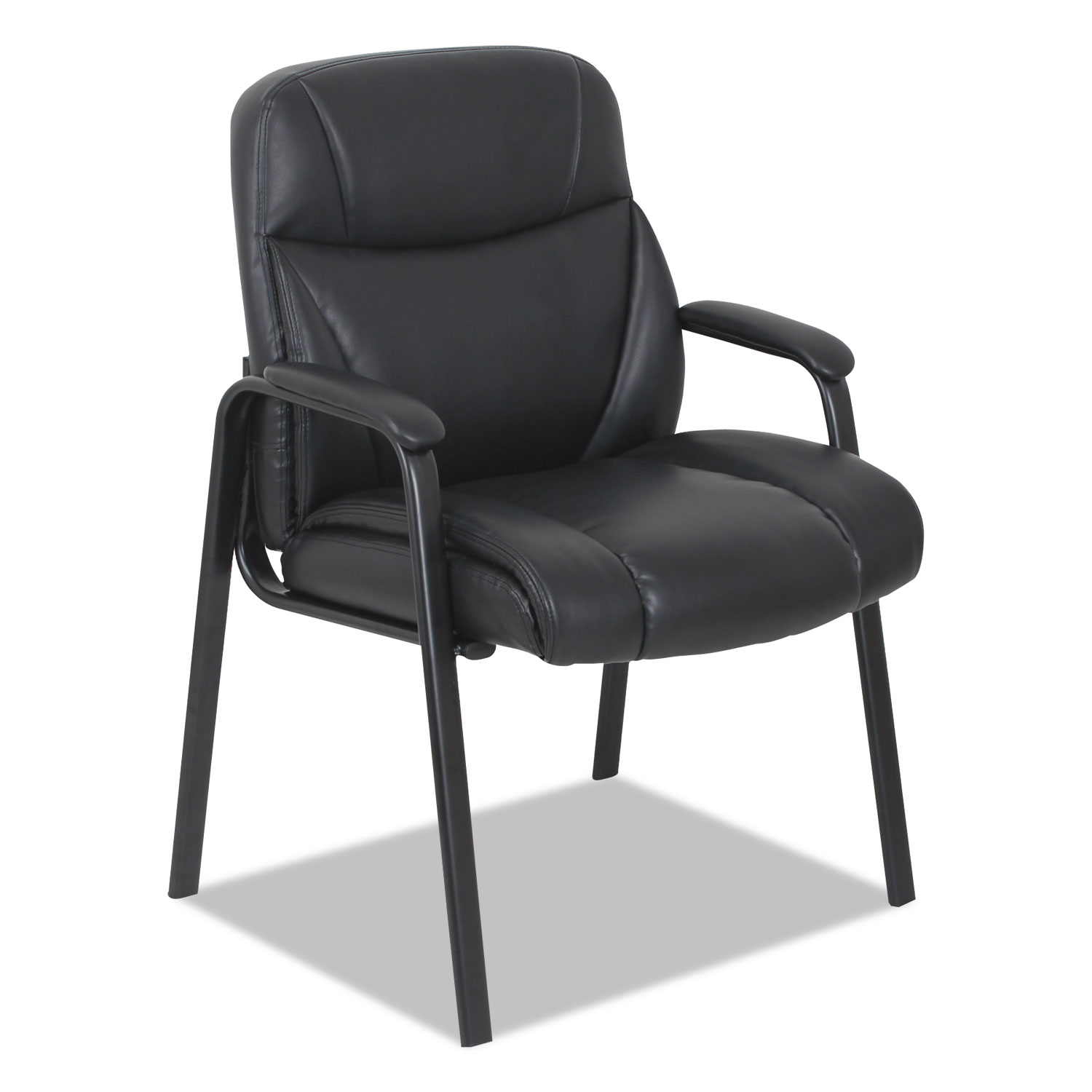  Alera ALEVN4319 Leather Guest Chair, 25.63 x 26 x 37.63, Black Seat/Black Back, Black Base (ALEVN4319) 
